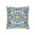 Ukrainian Blue Floral Pillowcase - Folk Tile Pattern, Slavic Heritage Home Decor, Cottagecore Accent Pillow Cover, Family Collection Gift