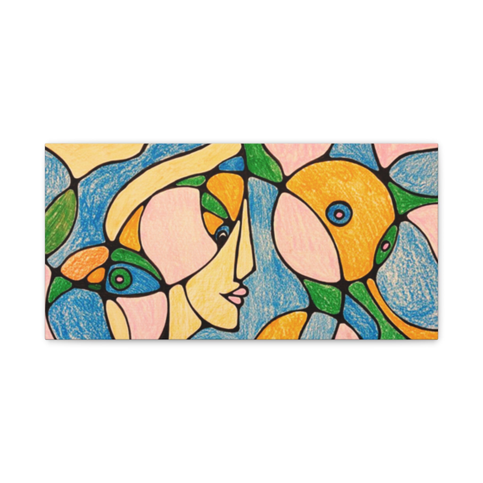 Abstract Colorful Faces Canvas Art, Vibrant Modern Wall Decor, Surreal Cubist Style Matte Print, Stretched 1.25" Ready to Hang