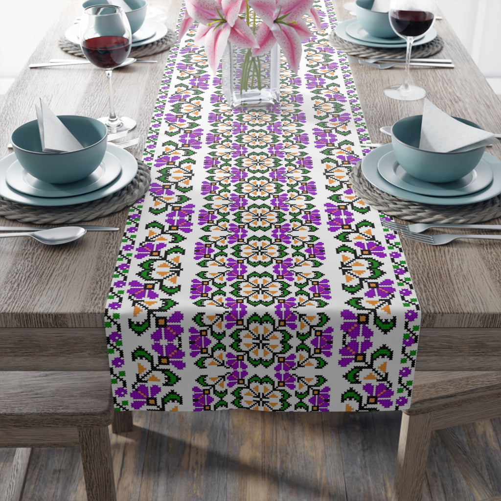 Blooming Hope Table Runner – Ukrainian Floral Mosaic, Cotton or Polyester
