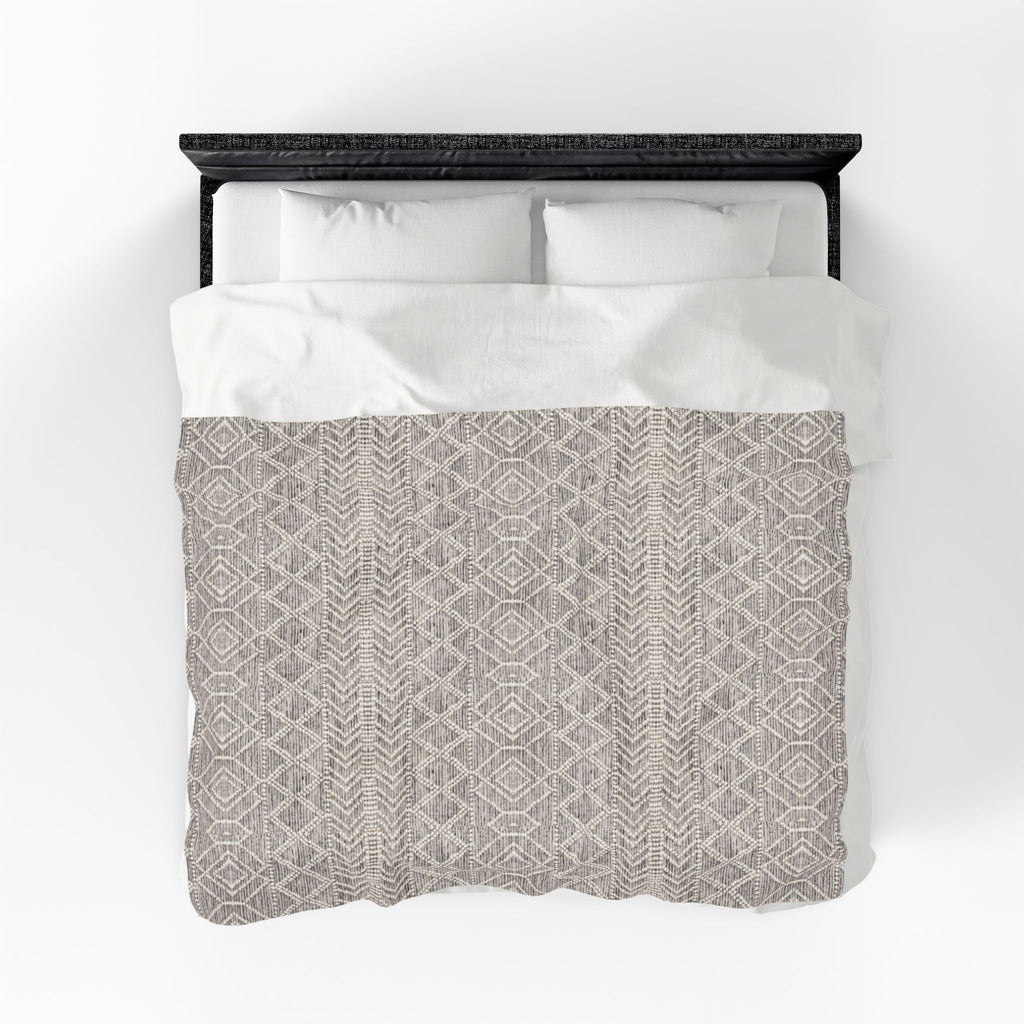 Sand & Stone Diamond Weave Velveteen Blanket | Farmhouse Heritage Ivory Throw