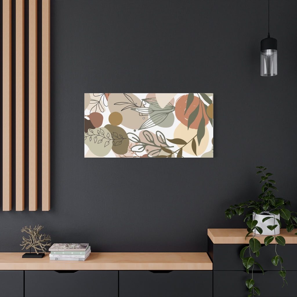 Abstract Modern Botanical Wall Art, Minimalist Line Art Canvas, Neutral Aesthetic Home Decor Print for Living Room or Bedroom, Matte Print, Stretched 1.25" Ready to Hang