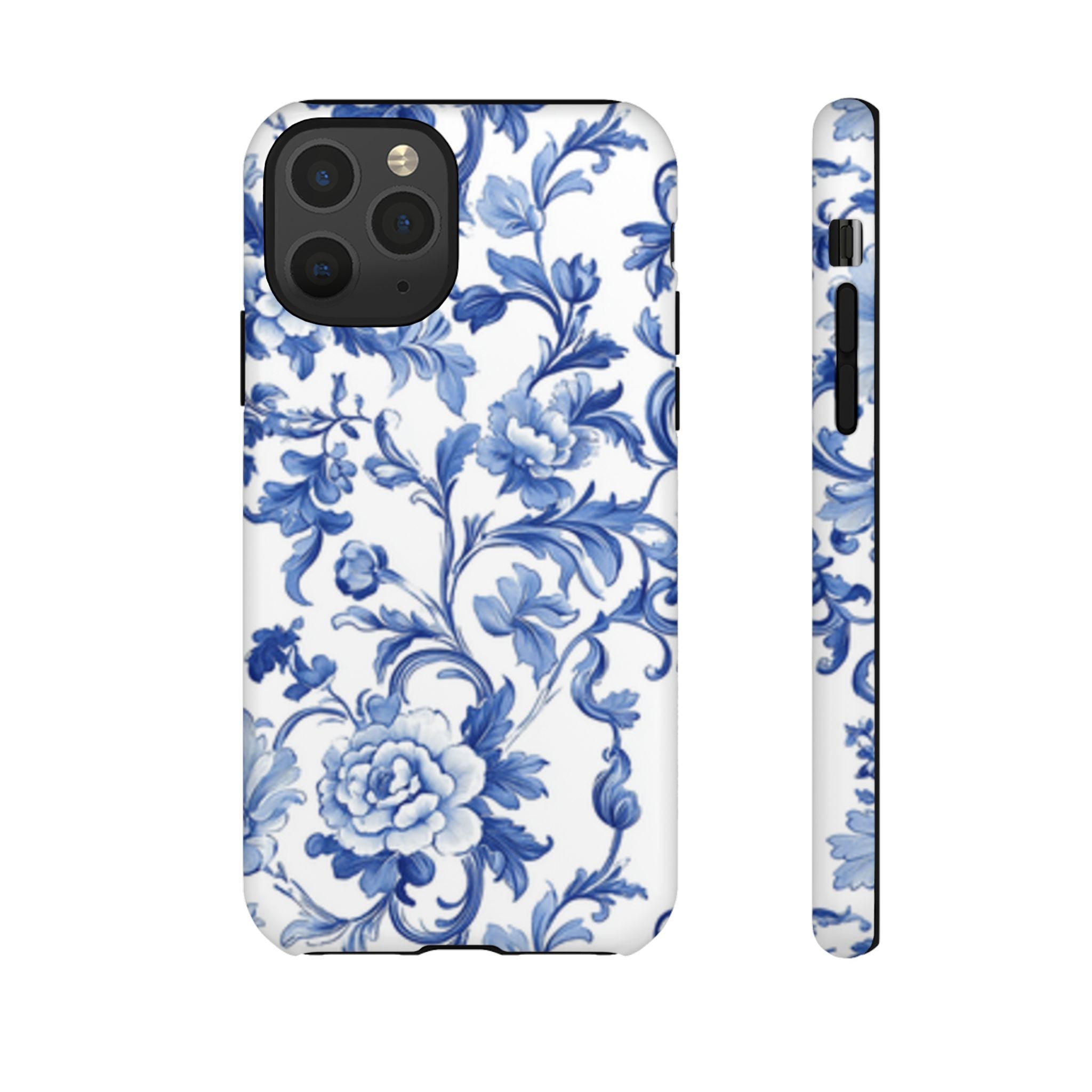 Blue Vintage Toile-inspired romantic Floral Phone Case, Tough Case, spring gift