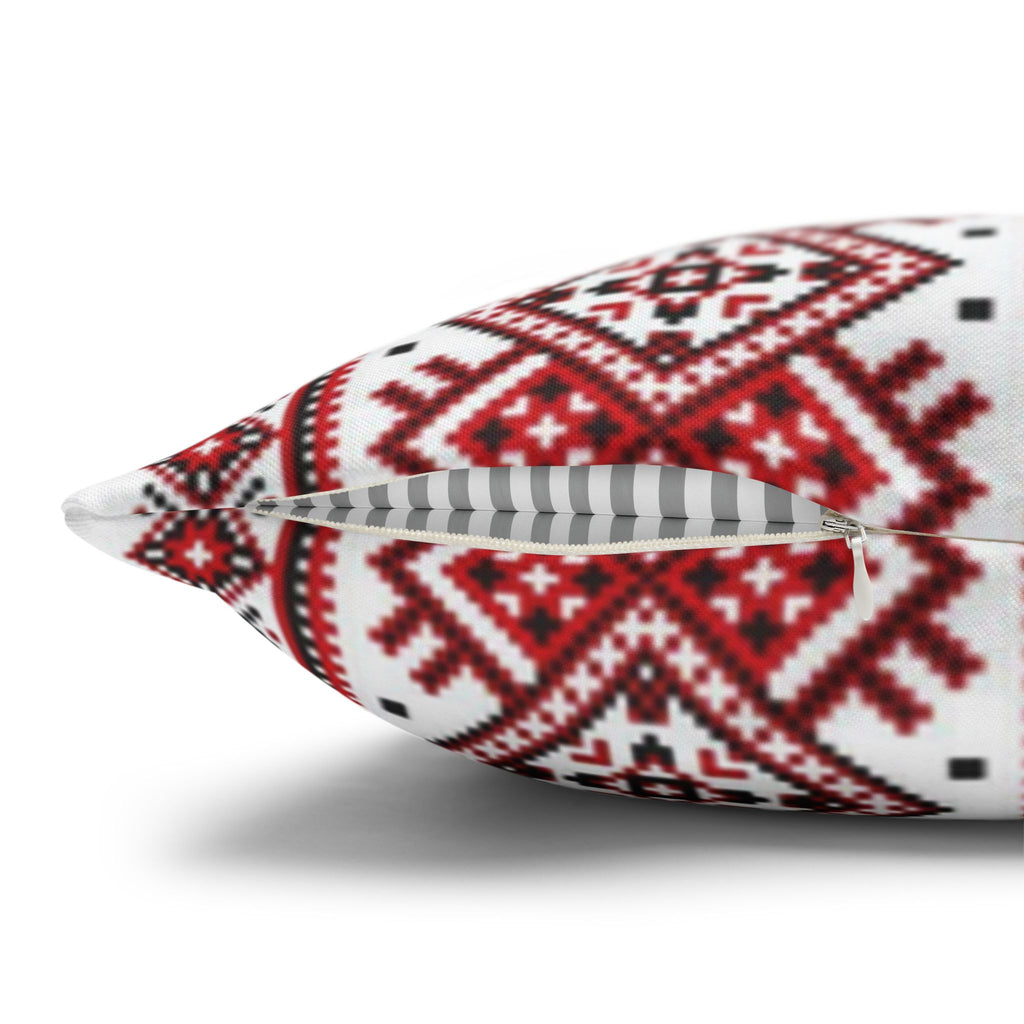BLUESKYDEZIGN Ukrainian Traditional Pillow Cover - Red Black Folk Art