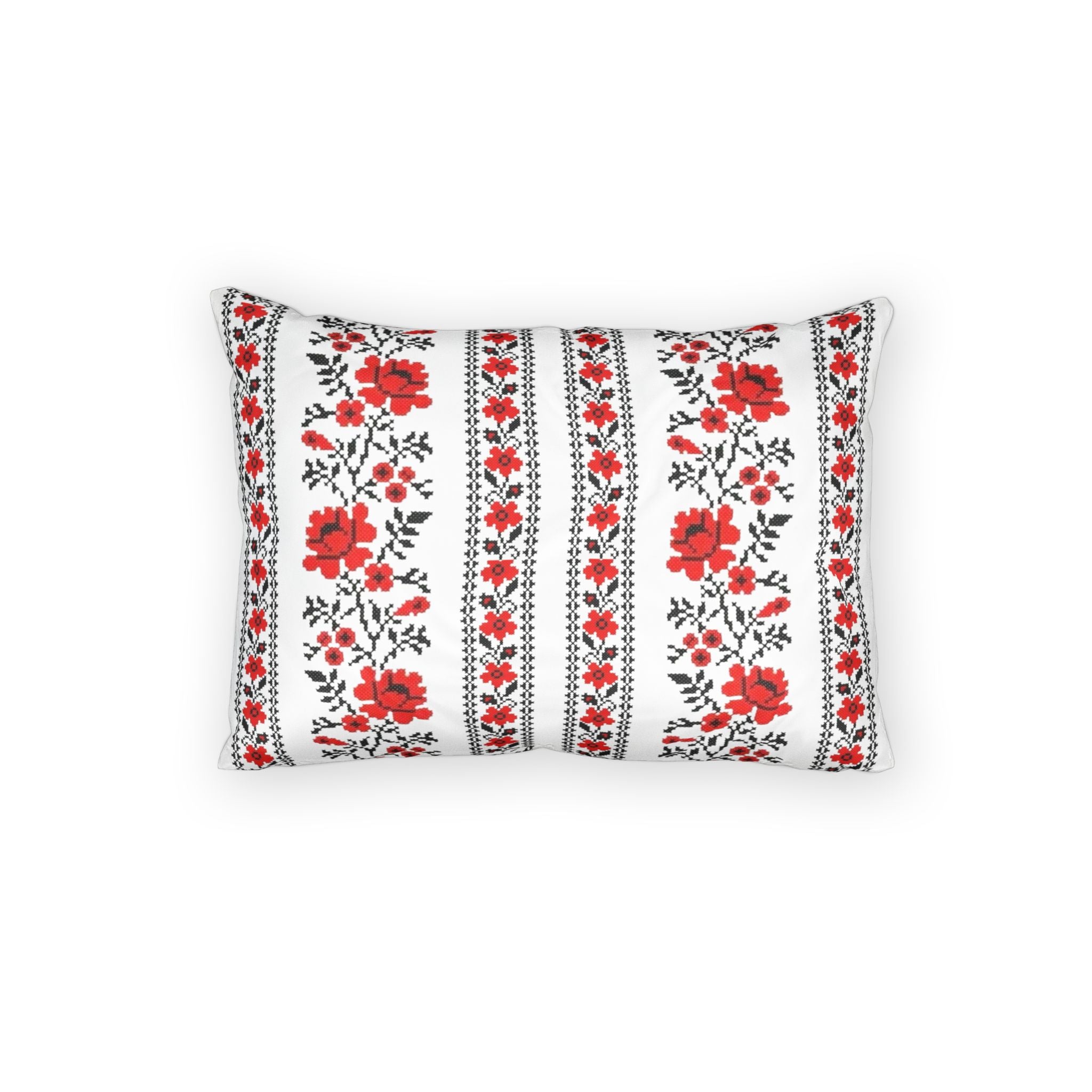 Ukrainian Traditional Red-Black Folk Pattern Cotton Pillowcase, Living Room Decor, bedroom, housewarming, cottagecore, Size 26x20in, 36x20in