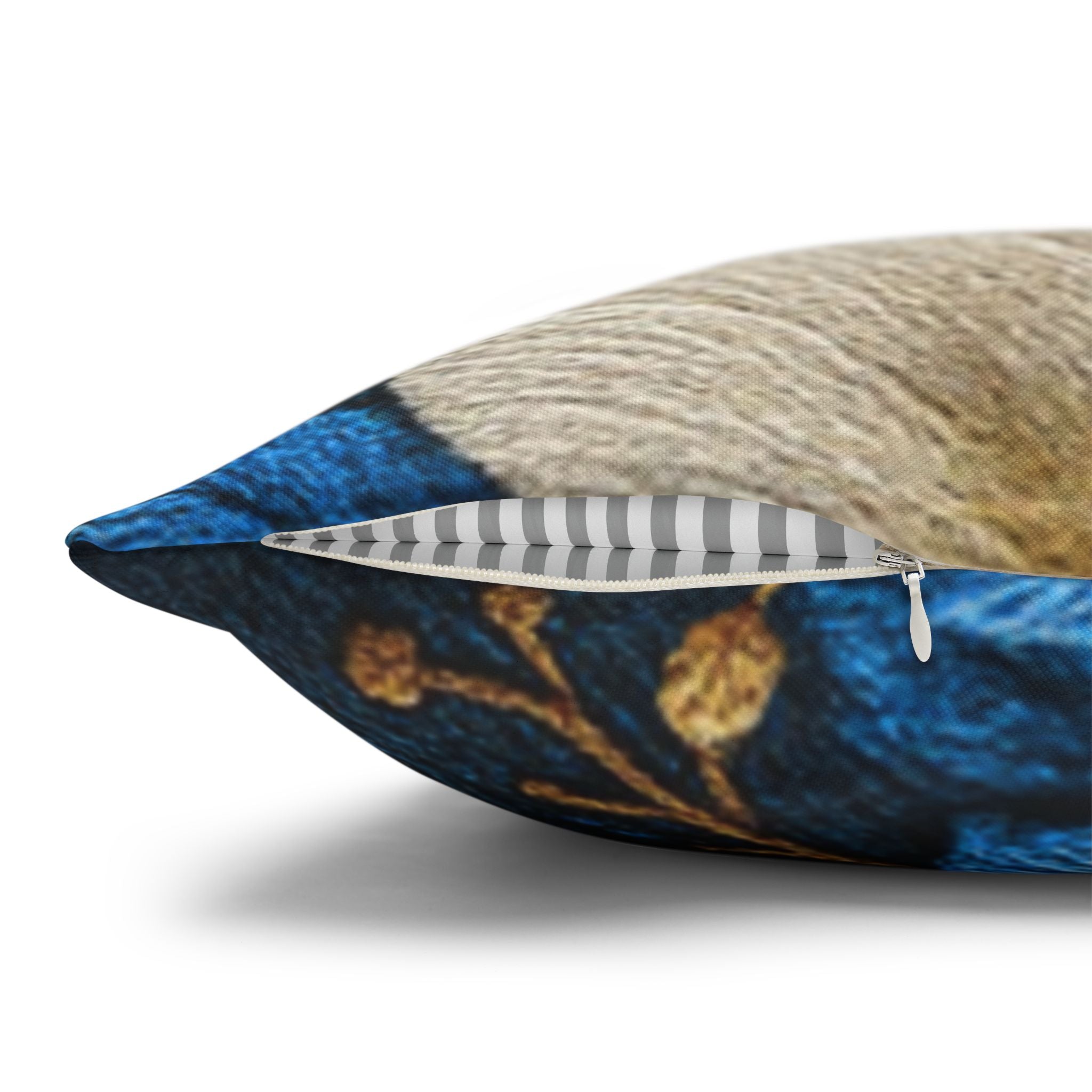 Midnight Symphony Floral Pillow Case | Navy Blue & Cream Botanical Cushion Cover