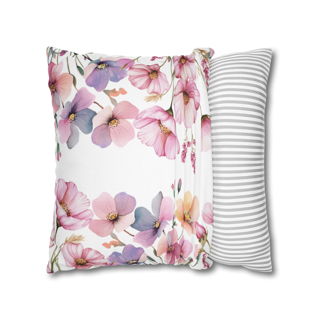Spring Floral Pillowcase 1piece, Pink & Purple Blossom Design, Polyester Cushion Cover, Elegant Spring Home Decor