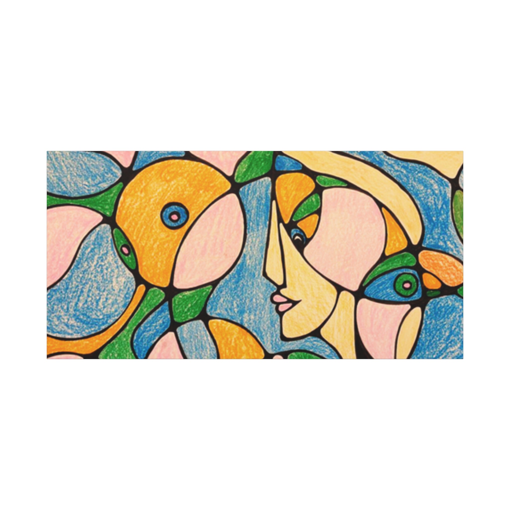 Abstract Colorful Faces Canvas Art, Vibrant Modern Wall Decor, Surreal Cubist Style Matte Print, Stretched 1.25" Ready to Hang