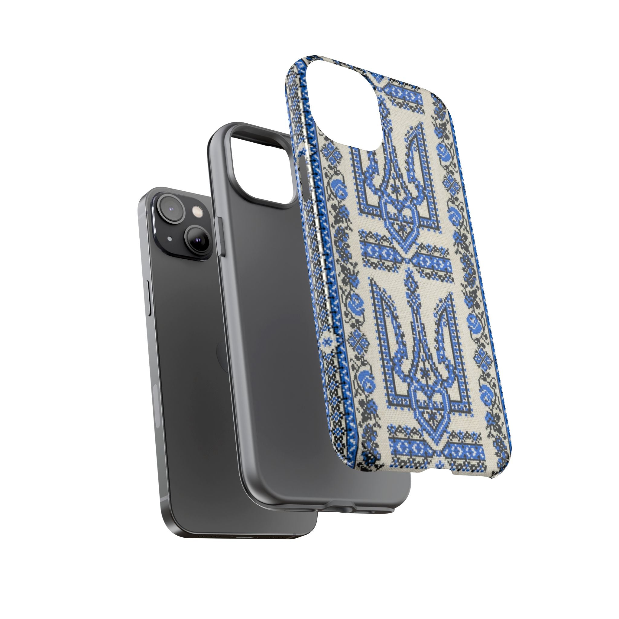 Ukrainian Trident Blue Tough Phone Case | Tryzub Folk Art | iPhone & Samsung