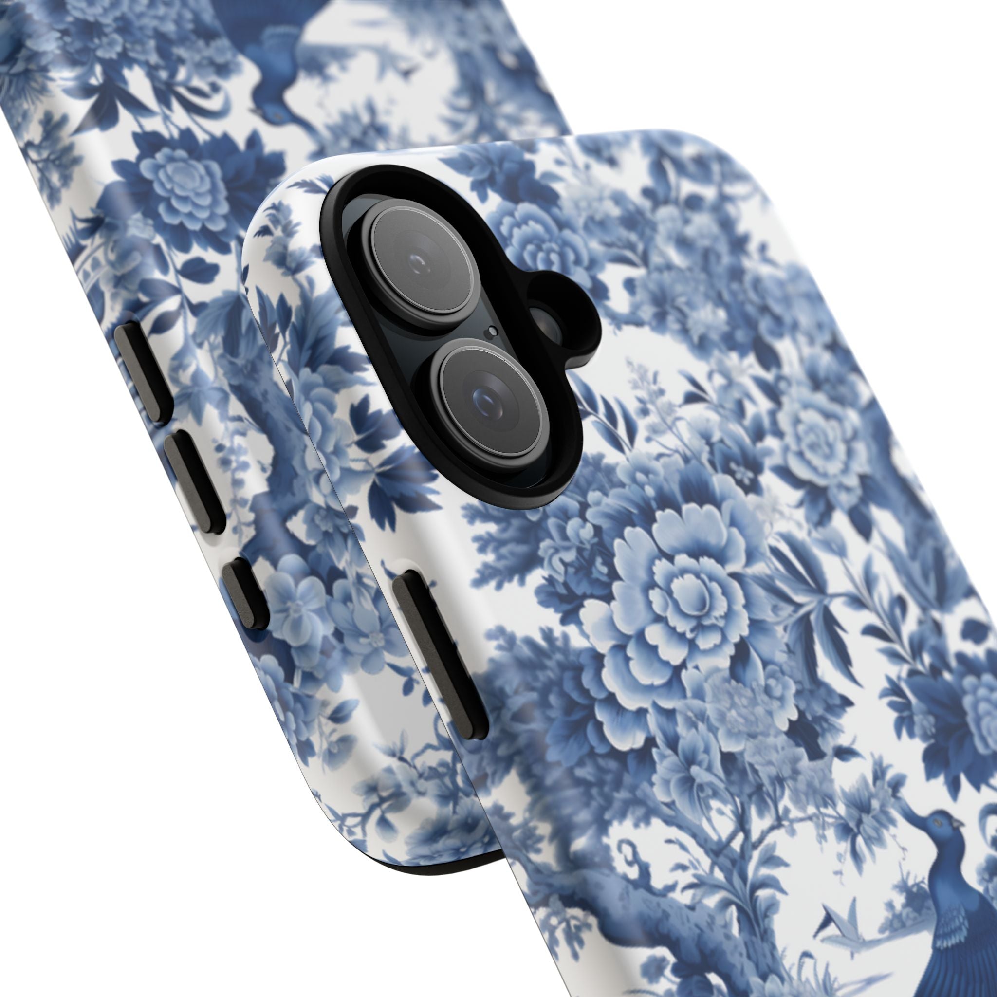 Blue Toile Floral Phone Case, Chinoiserie Style, Tough Case