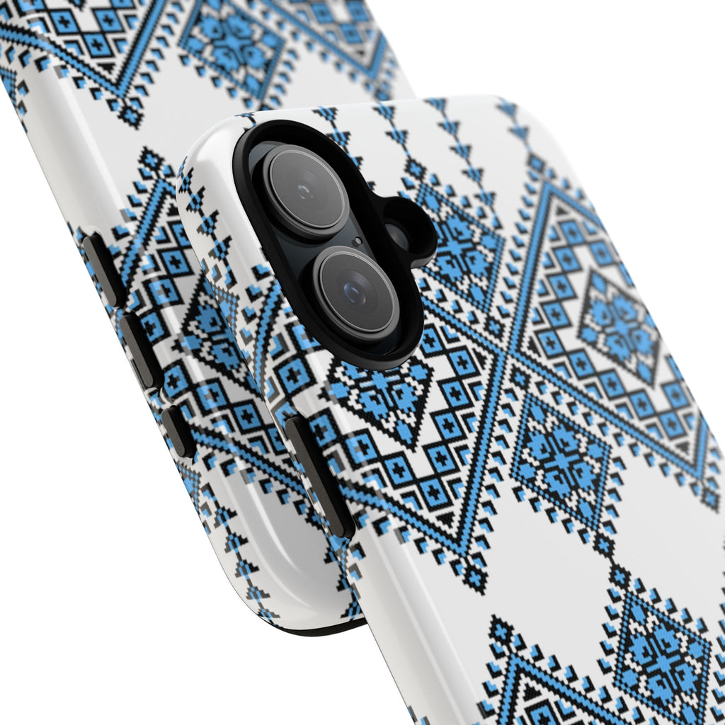 Blue Ukrainian traditional  Geometric Folk Pattern phone case, Tough Cases