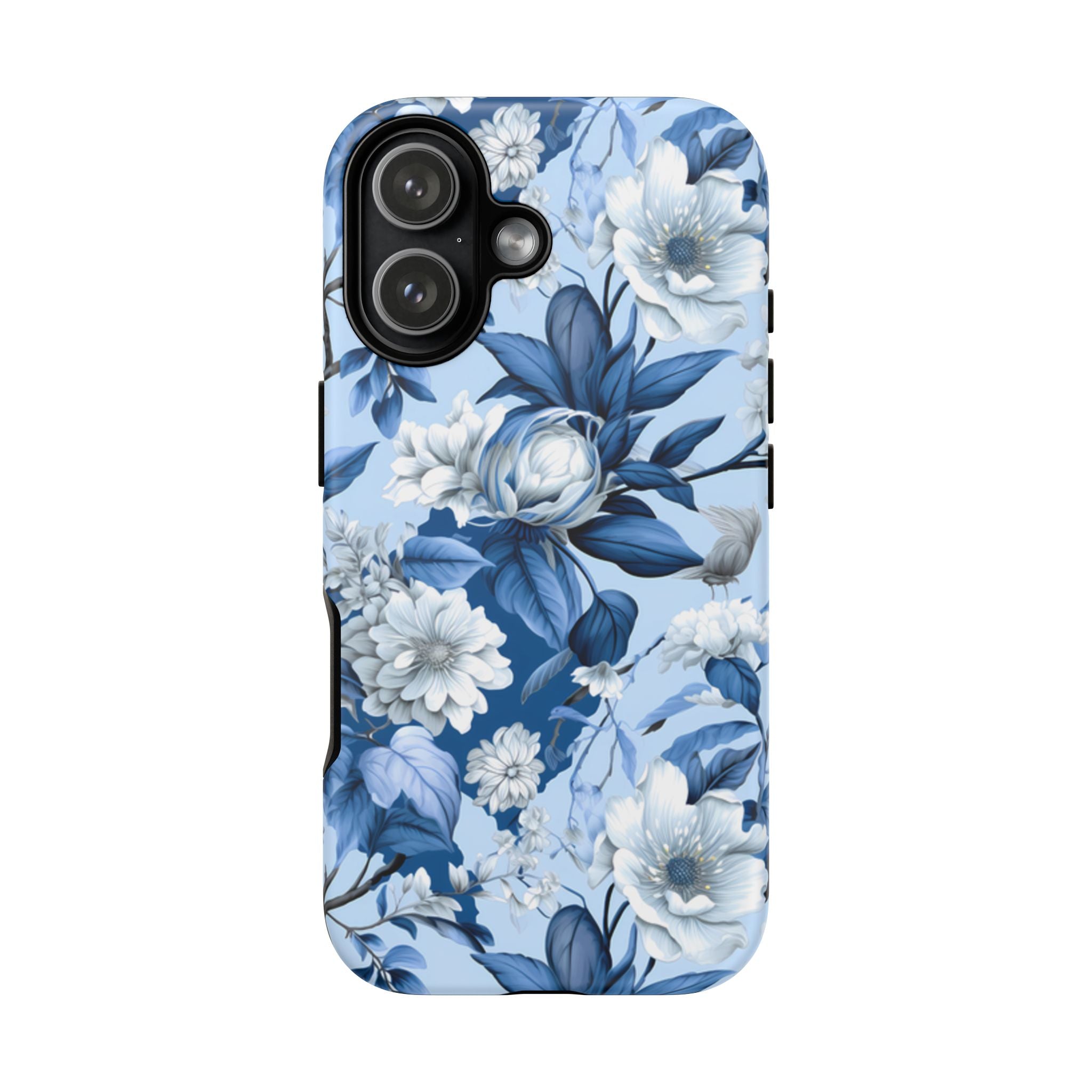 Blue Floral Watercolor Pattern Tough Case, Blue Rose Phone Case