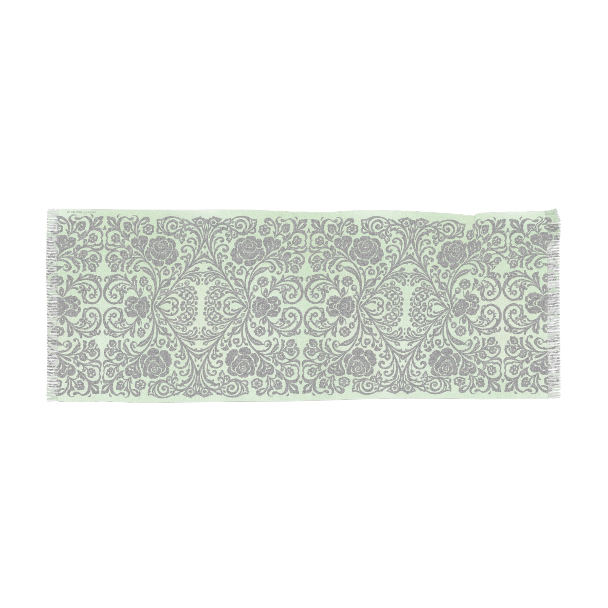 Green Damask Scarf – Lightweight Vintage Wrap for Women | BLUESKYDEZIGN