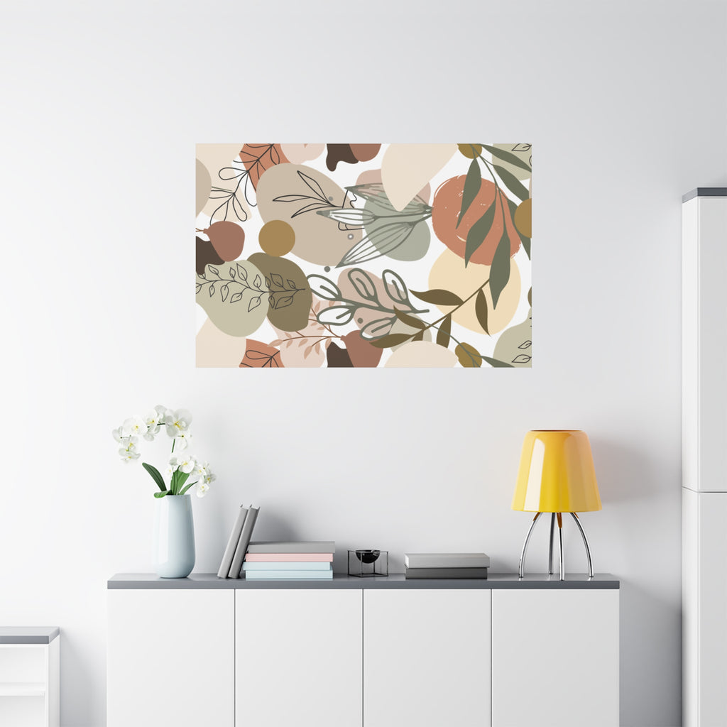 Abstract Modern Botanical Wall Art, Minimalist Line Art Canvas, Neutral Aesthetic Home Decor Print for Living Room or Bedroom, Matte Print, Stretched 1.25" Ready to Hang