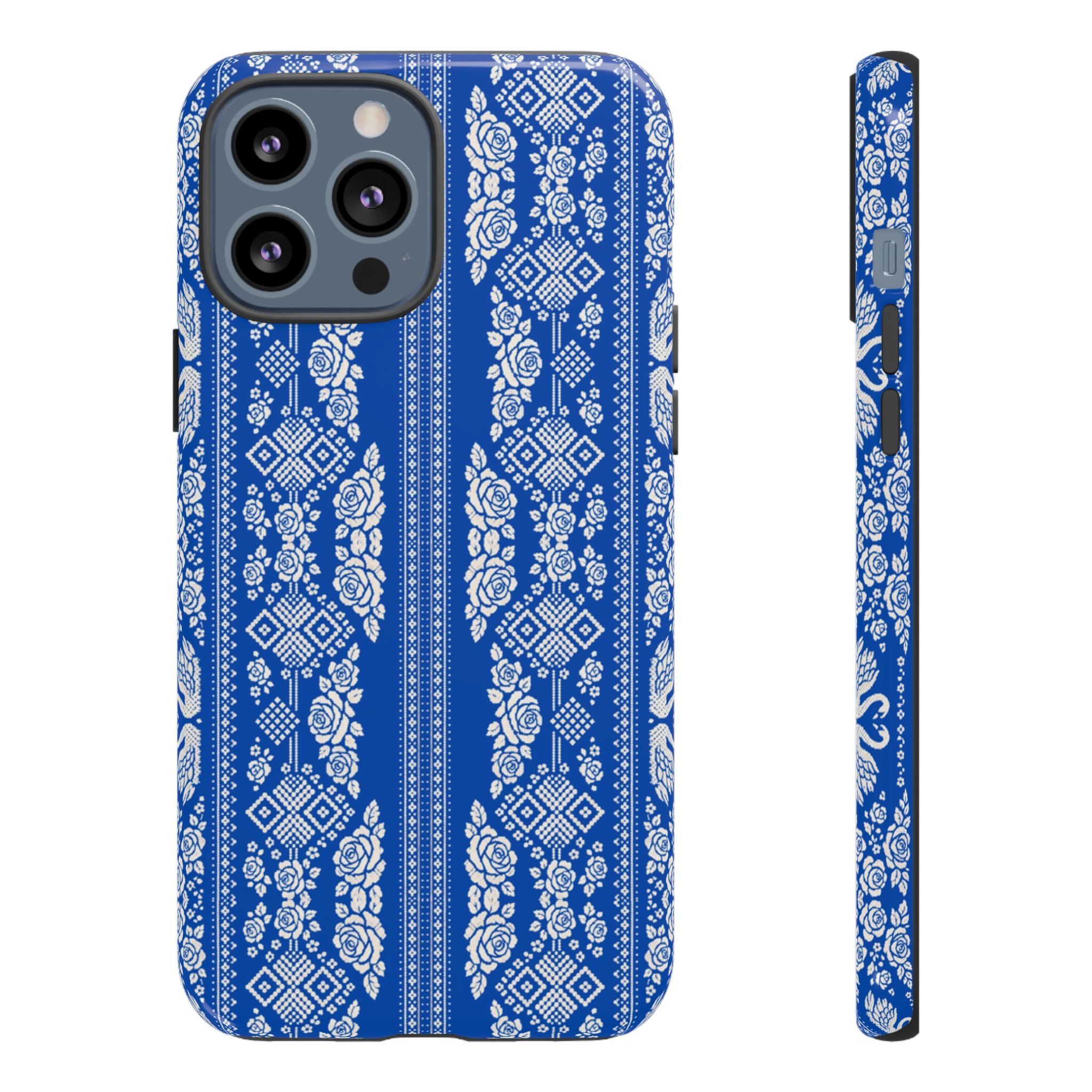 Wedding Swans Phone Case Blue  White Elegant Protective Cover, Tough Cases, Protective Folk Art Cover for iPhone  Samsung
