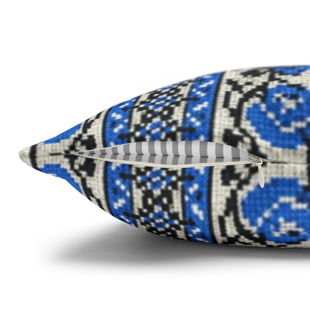 Ukrainian Trident Blue Pillow Cover | Tryzub Folk Decor | Artist-Designed