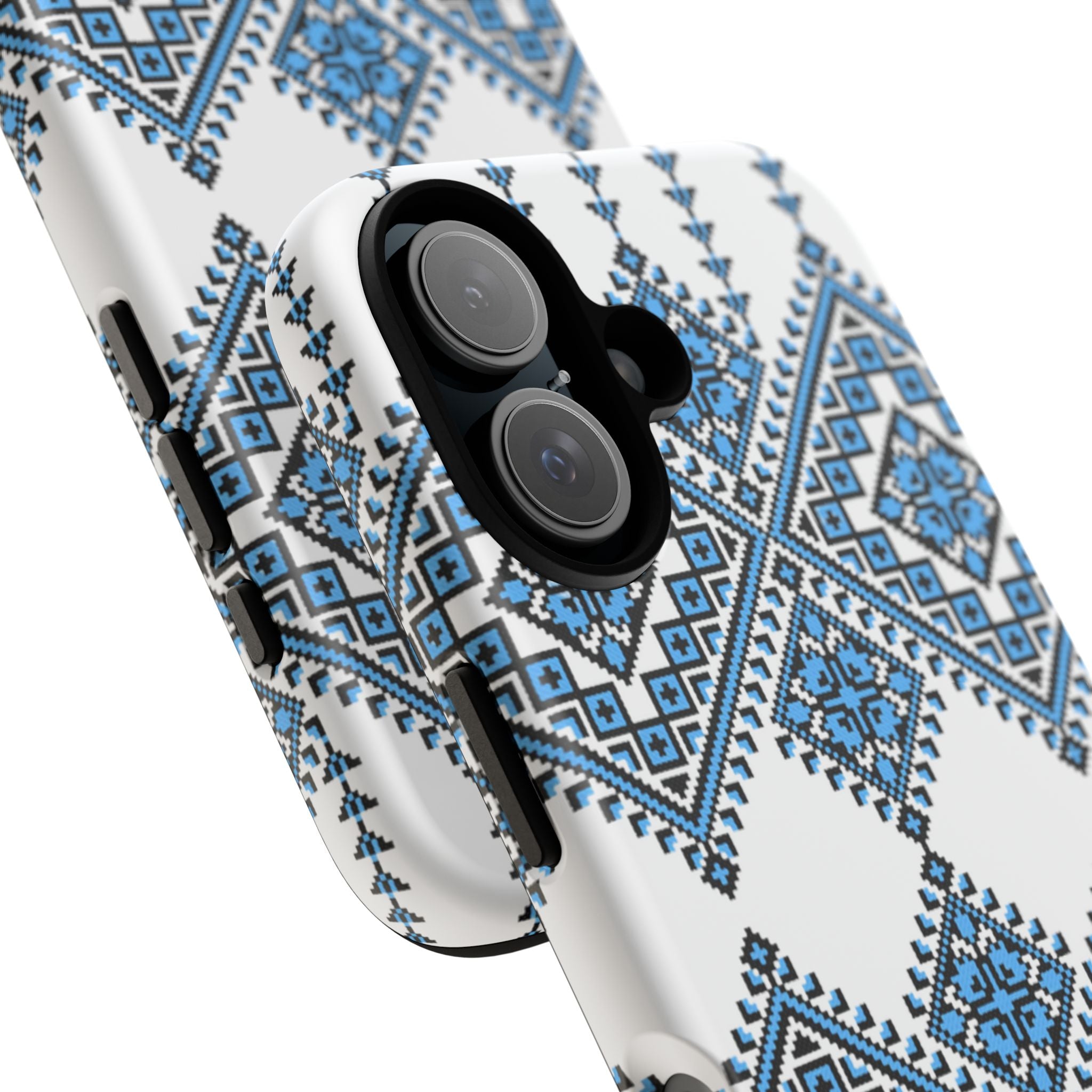 Blue Ukrainian traditional  Geometric Folk Pattern phone case, Tough Cases