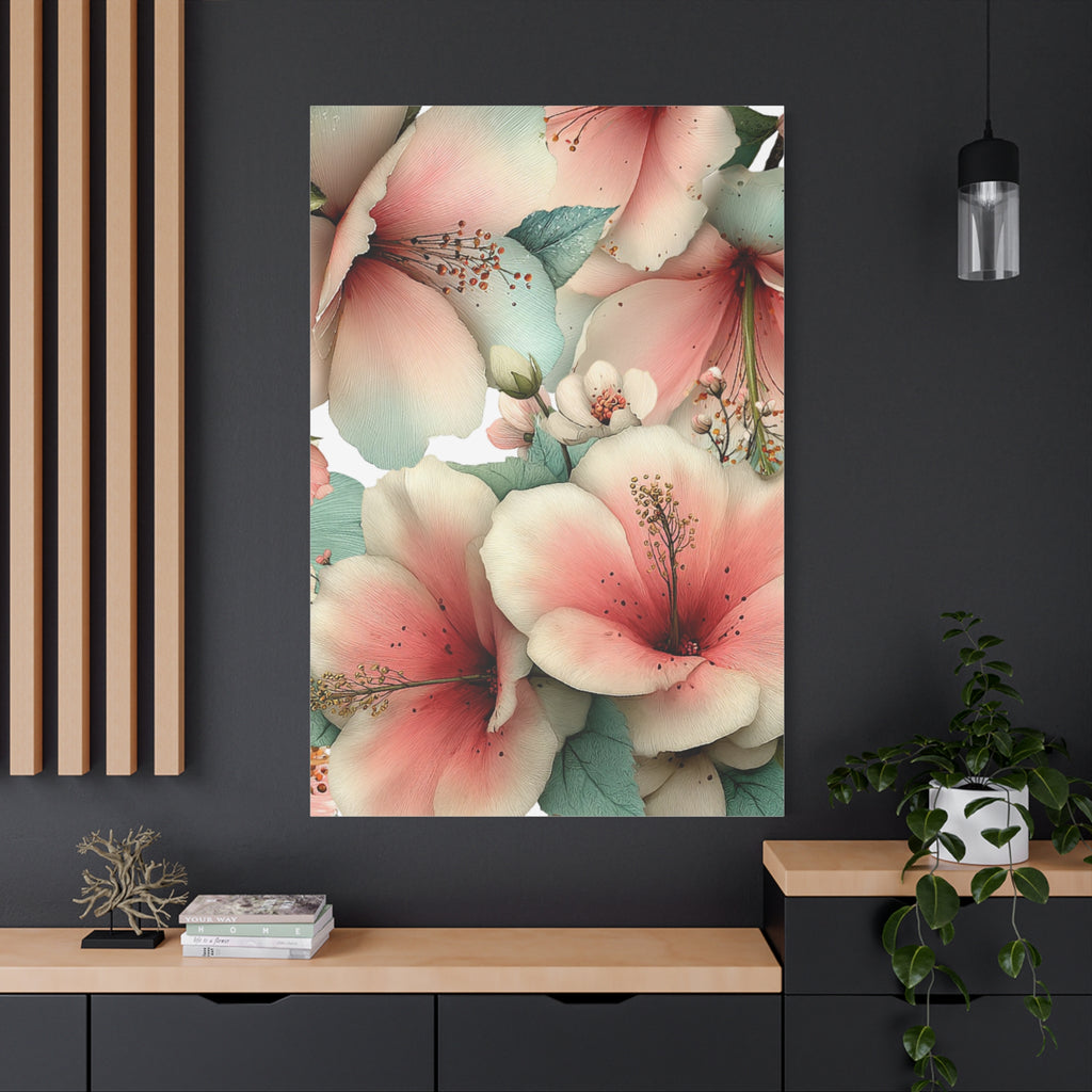 Pastel Floral Matte Canvas Wall Art, Soft Botanical Print, Modern Home Decor, Watercolor Flower Artwork, Stretched 1.25" Canvas