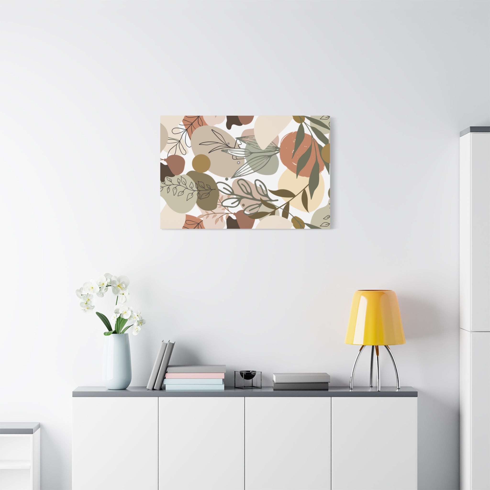 Abstract Modern Botanical Wall Art, Minimalist Line Art Canvas, Neutral Aesthetic Home Decor Print for Living Room or Bedroom, Matte Print, Stretched 1.25" Ready to Hang