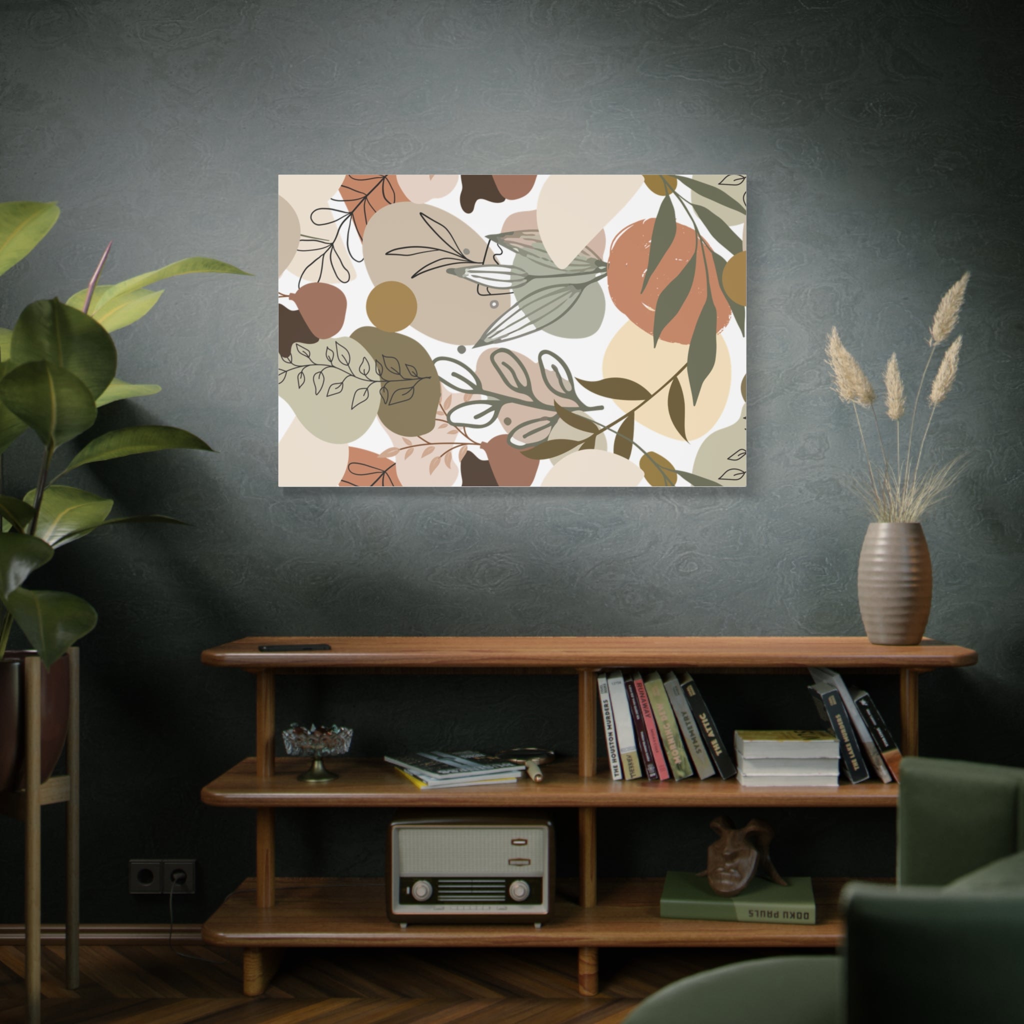 Abstract Modern Botanical Wall Art, Minimalist Line Art Canvas, Neutral Aesthetic Home Decor Print for Living Room or Bedroom, Matte Print, Stretched 1.25" Ready to Hang