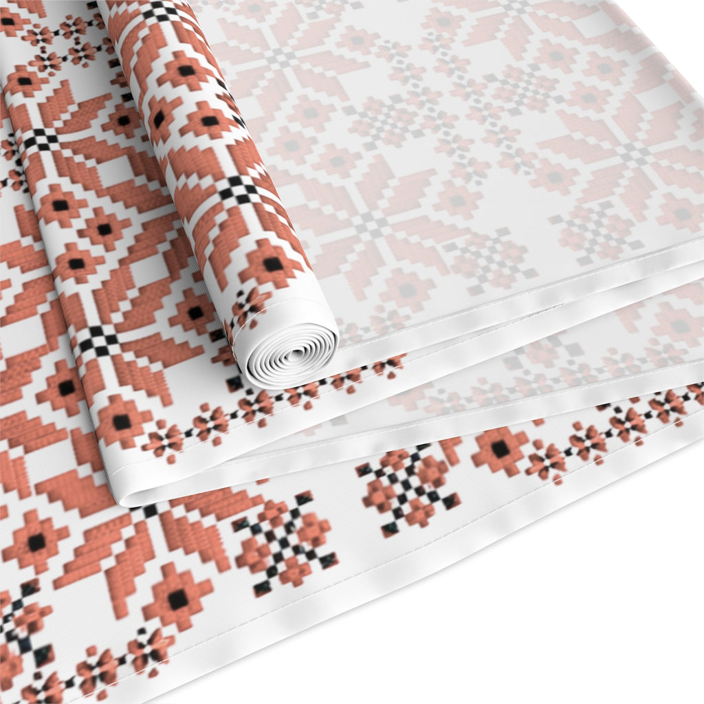 Mariia Red Table Runner | Ukrainian Folk Embroidery | Red & Black Geometric Dining Linen