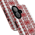 BLUESKYDEZIGN Ukrainian iPhone Case - Red Black Embroidery Folk Design, Slavic Heritage Phone Cover