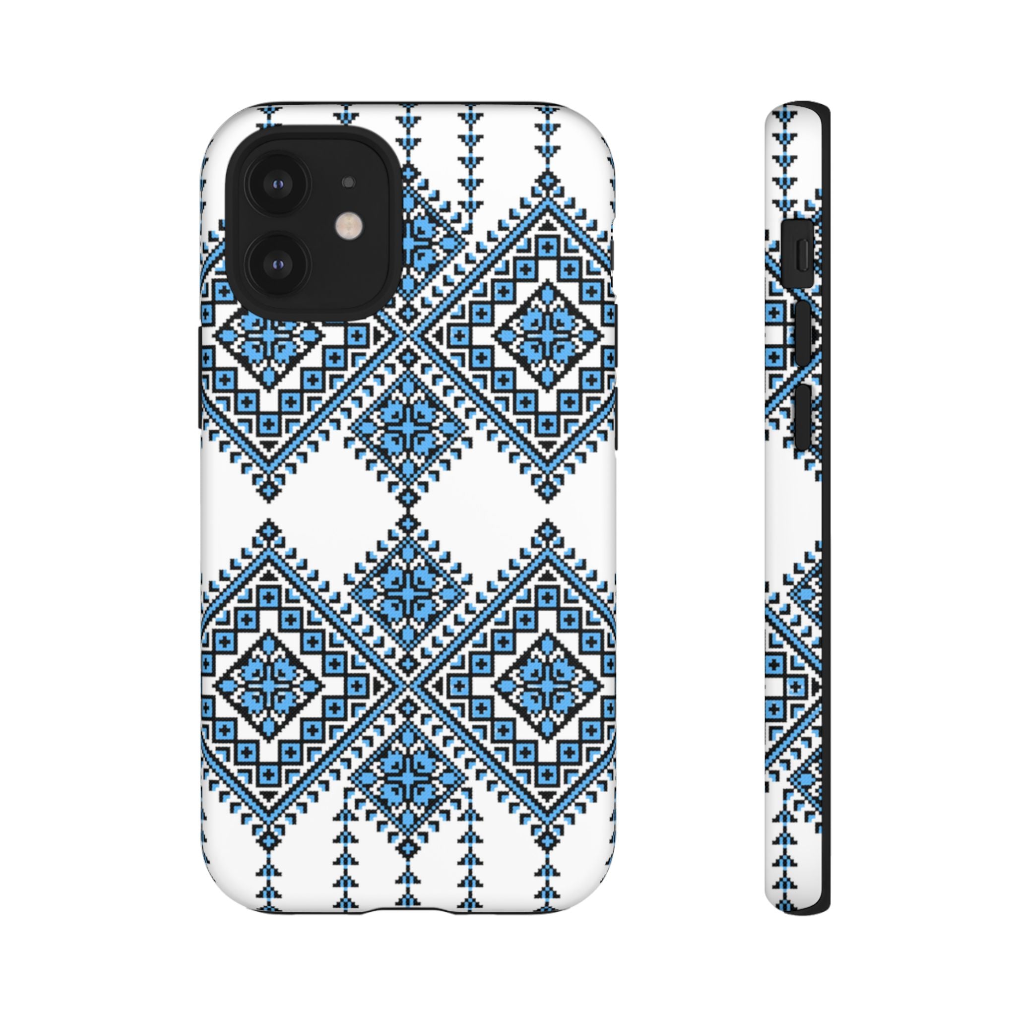 Blue Ukrainian traditional  Geometric Folk Pattern phone case, Tough Cases