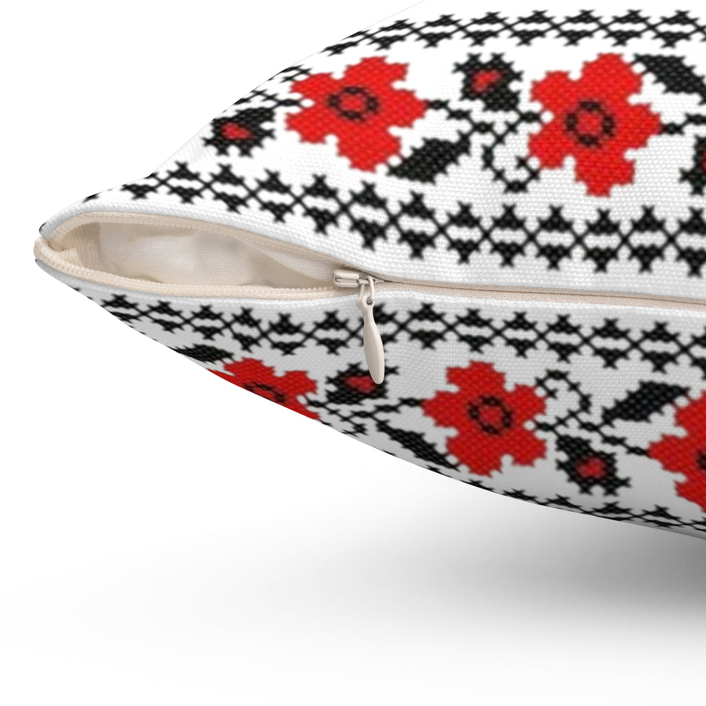 BLUESKYDEZIGN Ukrainian Red Black Folk Embroidery Pillow - Heritage Decor