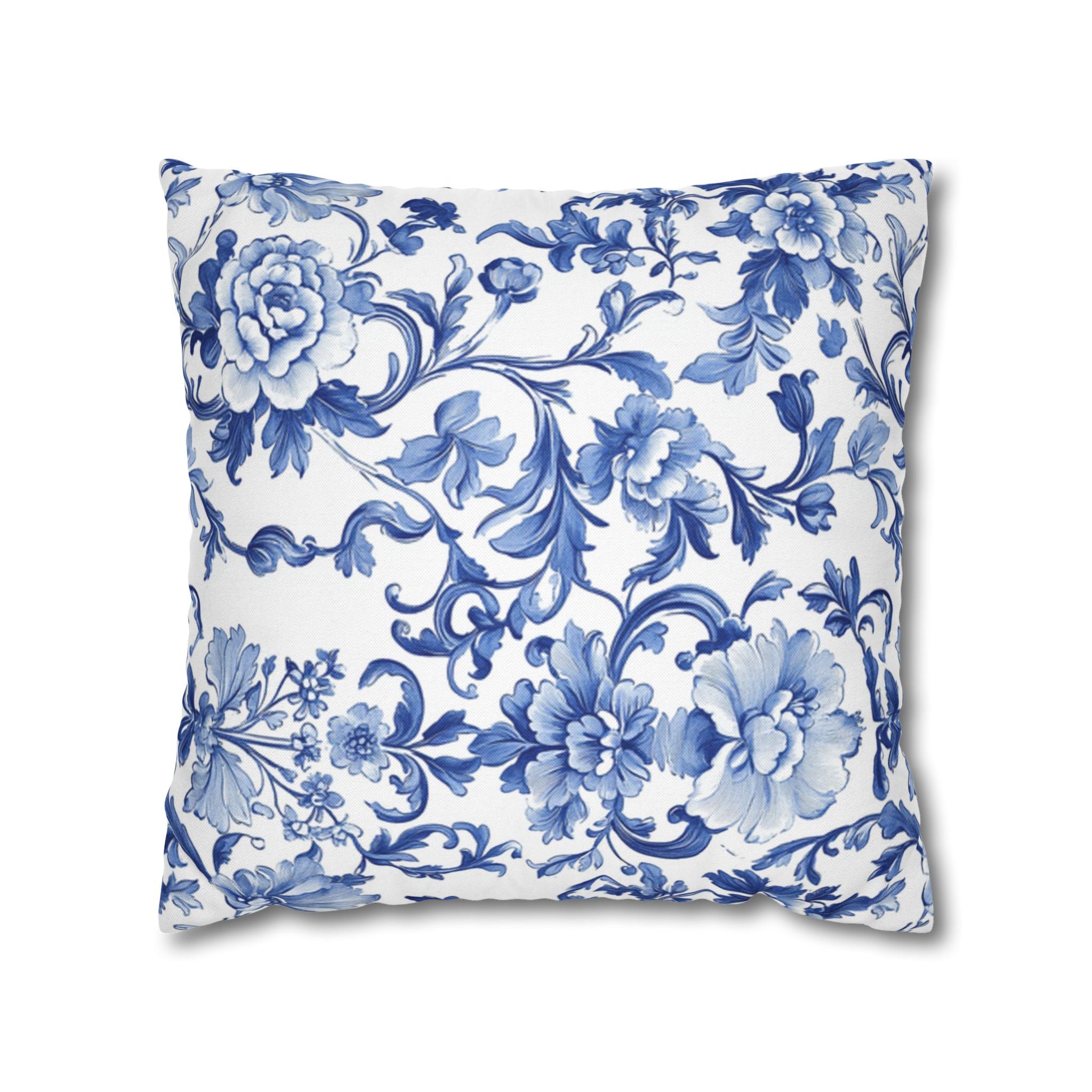 Blue Tie Dye Mandala Pillowcase, Square Polyester Pillow Cover, Living Room Home Decor, bedroom, housewarming, cottage core