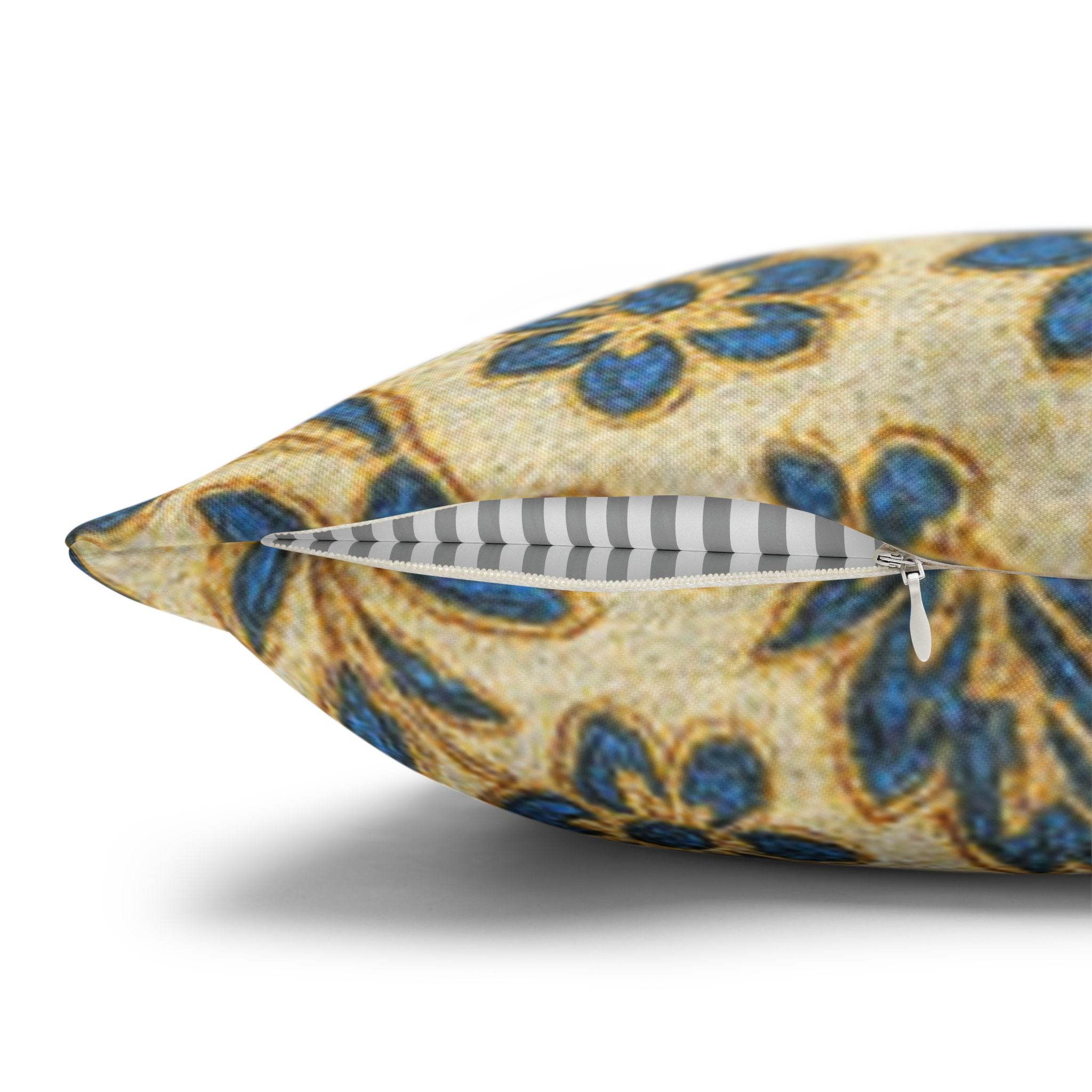 Floral Vintage Pillow Cover | Gold & Teal Botanical Print | Shabby Chic Cushion Cover 4 Sizes