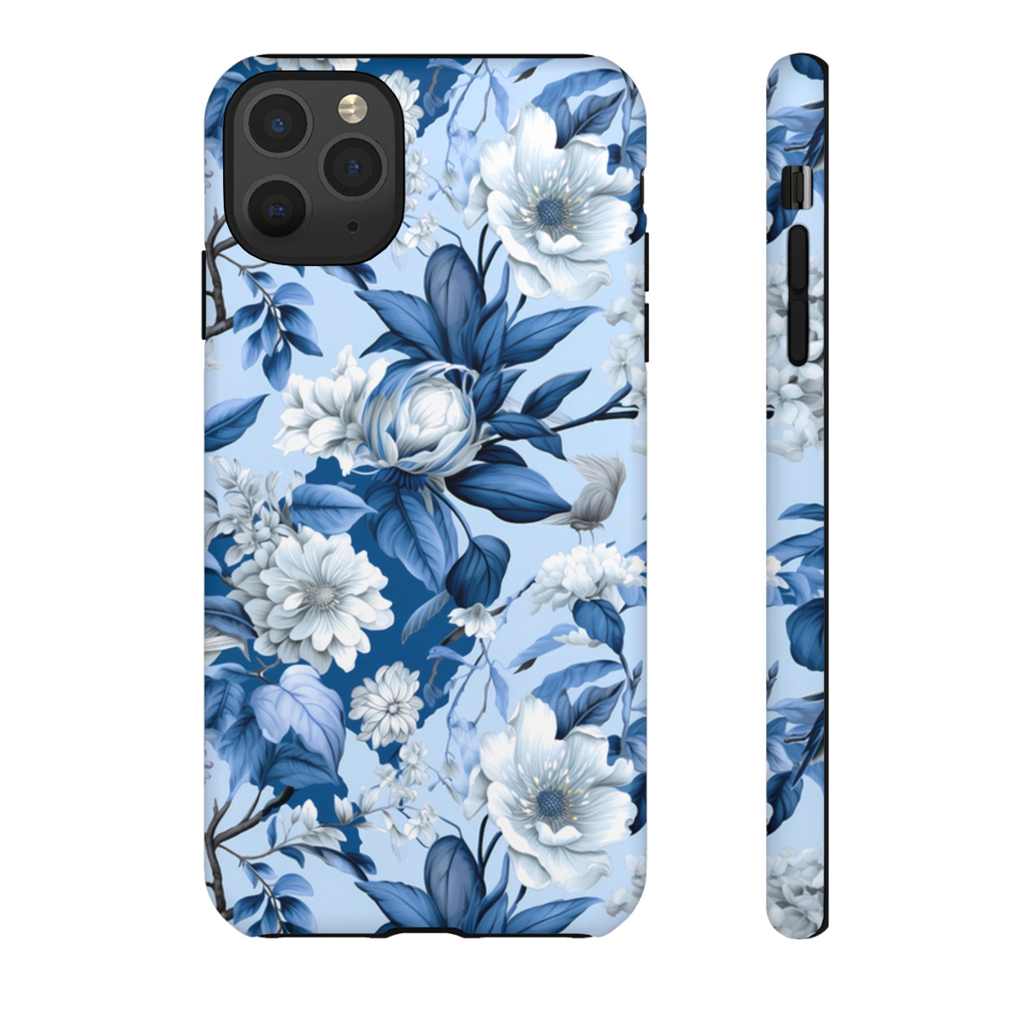Blue Floral Watercolor Pattern Tough Case, Blue Rose Phone Case