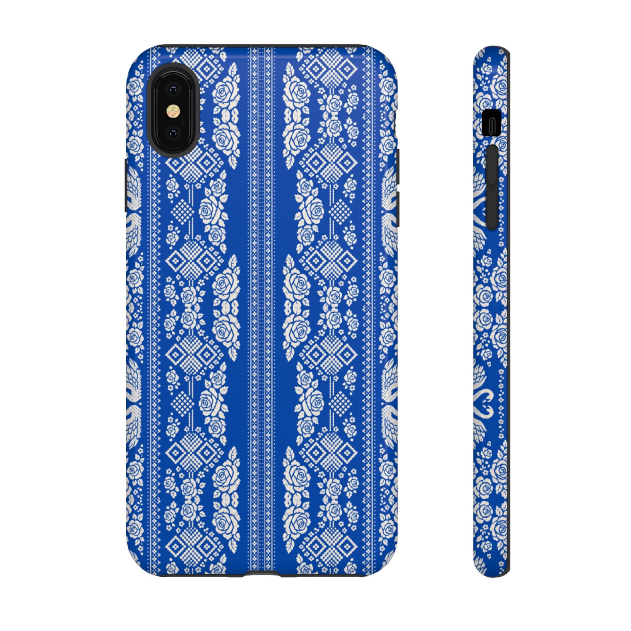 Wedding Swans Phone Case Blue  White Elegant Protective Cover, Tough Cases, Protective Folk Art Cover for iPhone  Samsung