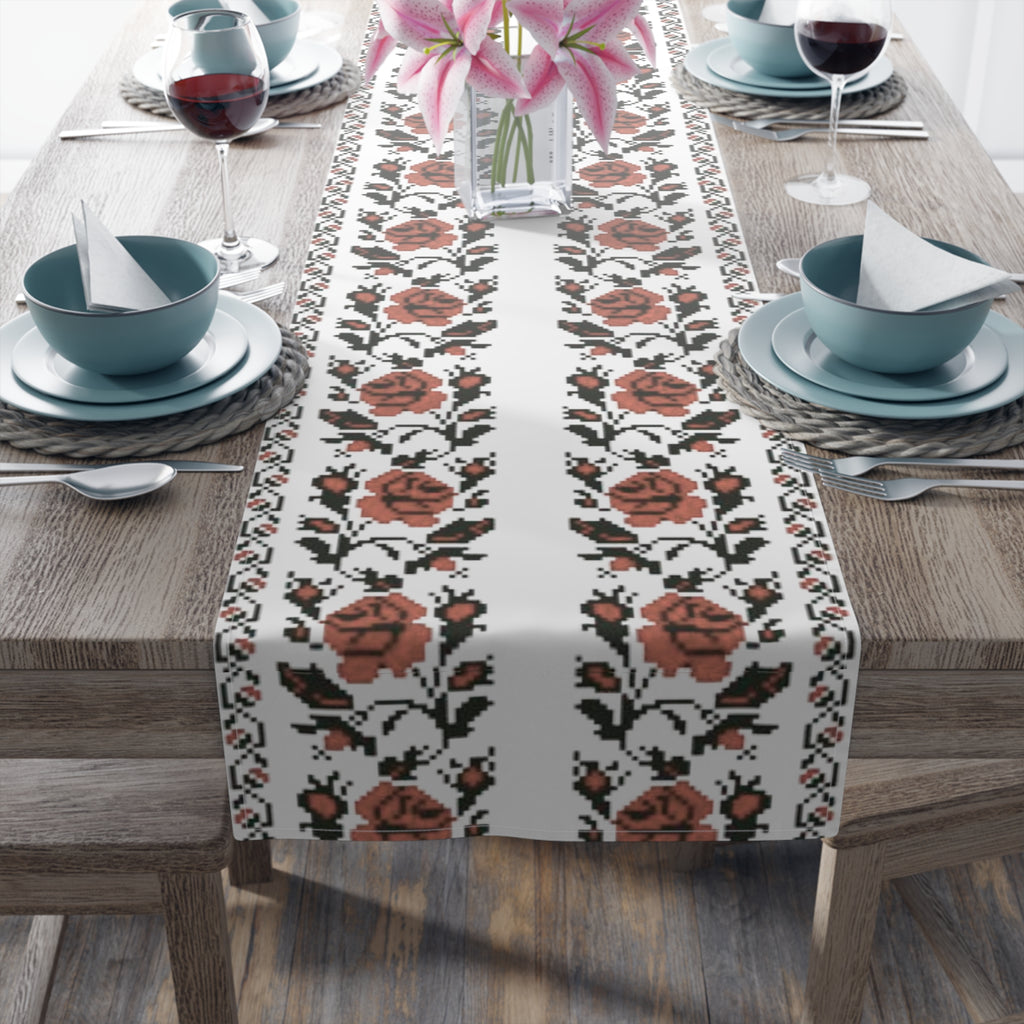 BLUESKYDEZIGN Ukrainian Traditional Table Runner - Red Black Heritage Decor
