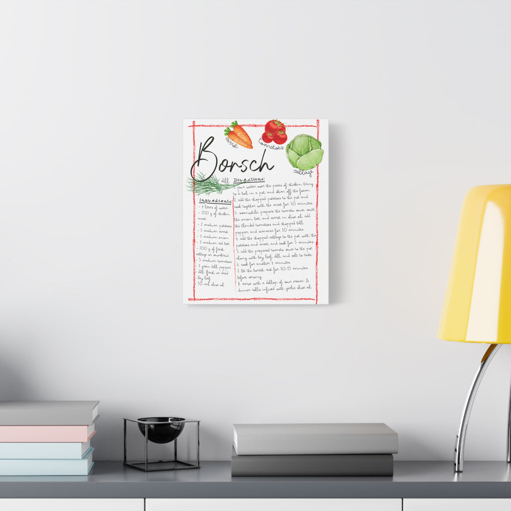 Ukrainian Borsch Recipe Canvas Art | Family Heritage Kitchen Wall Decor