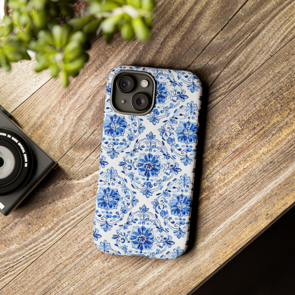 Blue Floral Tile Phone Case | Tough Case