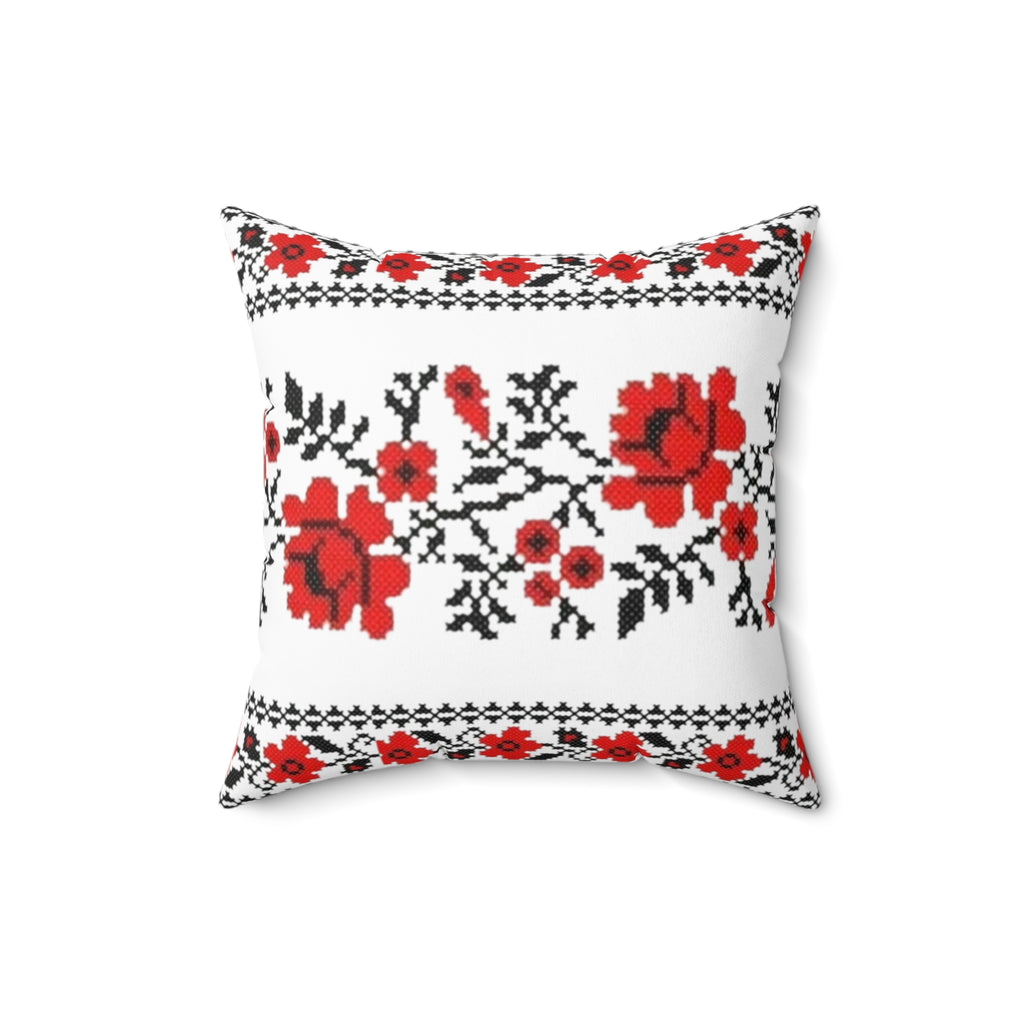 BLUESKYDEZIGN Ukrainian Red Black Folk Embroidery Pillow - Heritage Decor