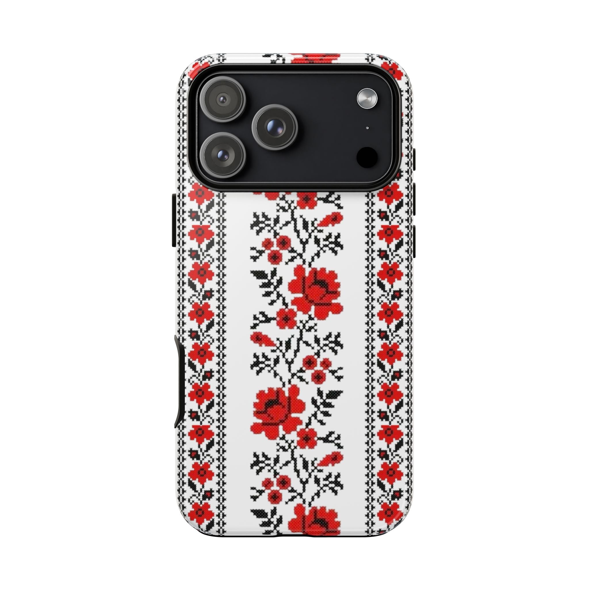 Ukrainian Embroidery iPhone Case  Red Black Traditional Pattern Protective Phone Cover