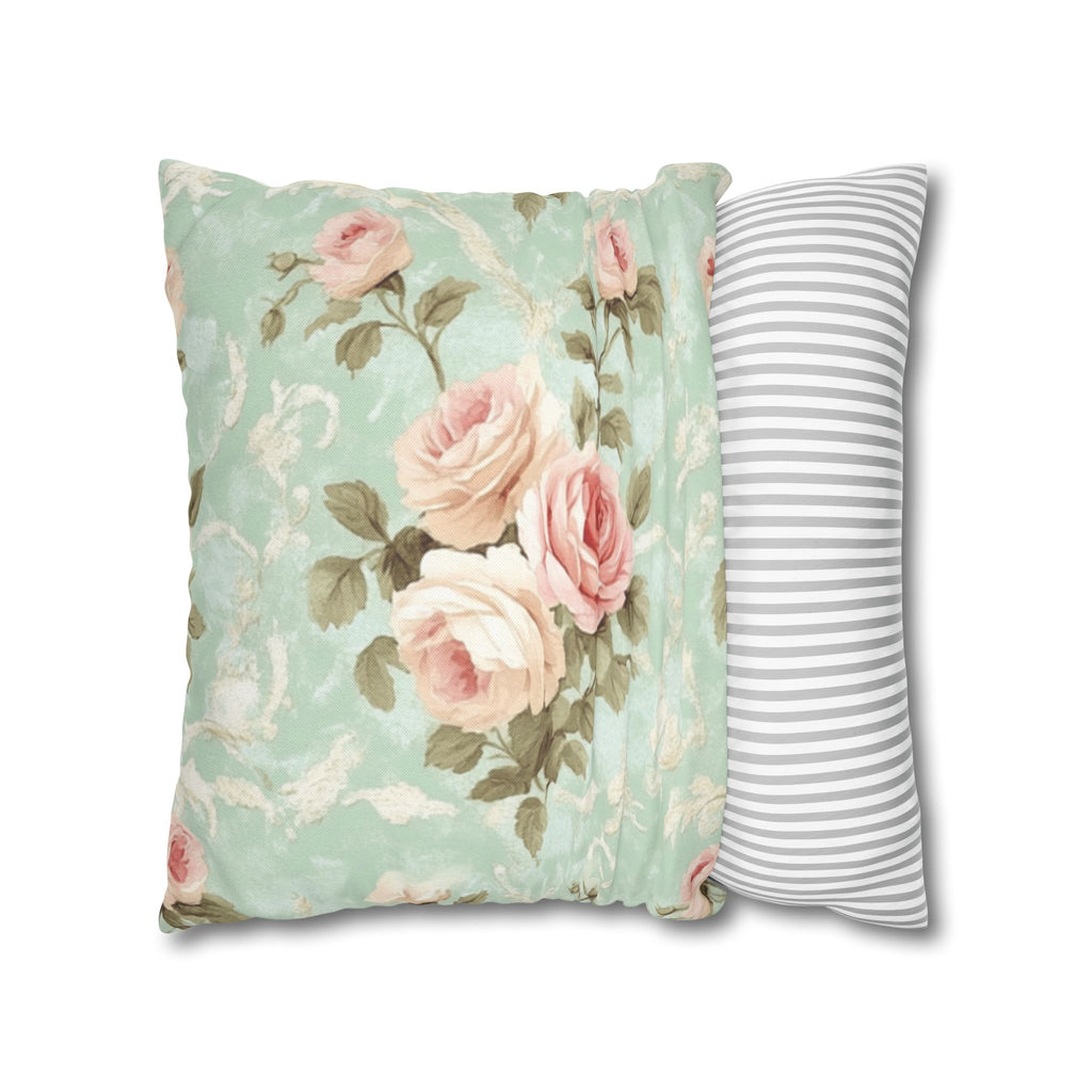 Vintage Pink Rose Pattern Pillowcase | Floral Throw Pillowcase