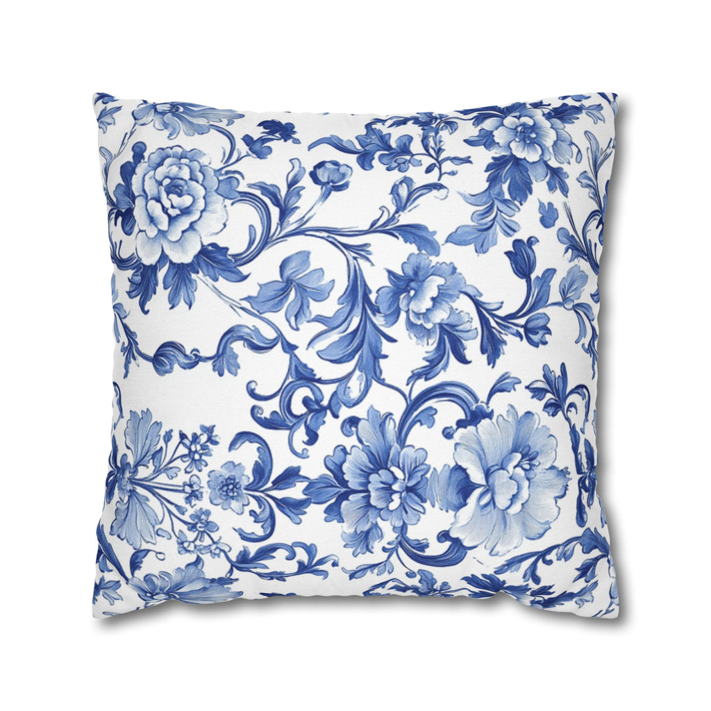 BLUESKYDEZIGN Blue Tie Dye Mandala Pillow Cover - Coastal Boho Decor