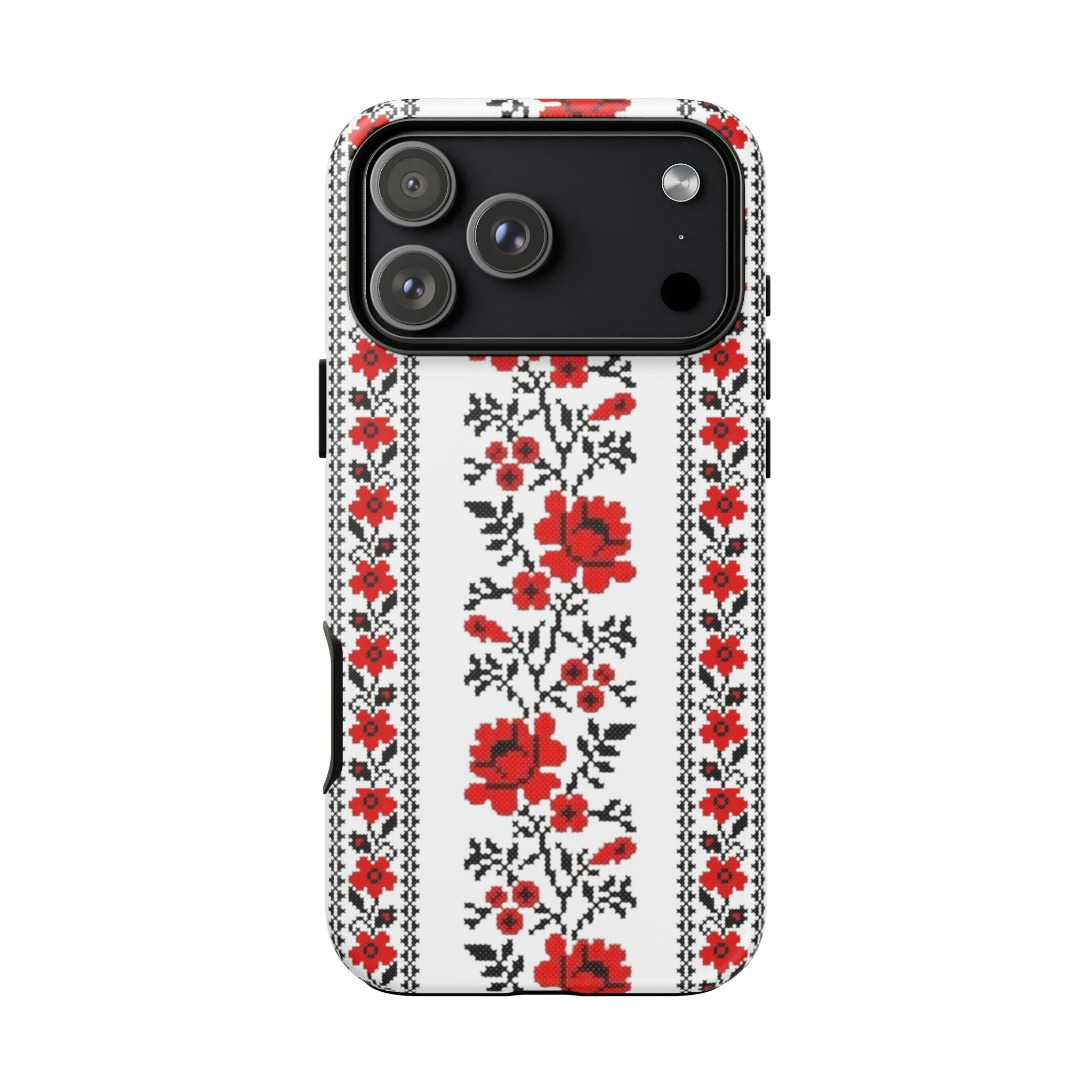 Ukrainian Embroidery iPhone Case  Red Black Traditional Pattern Protective Phone Cover
