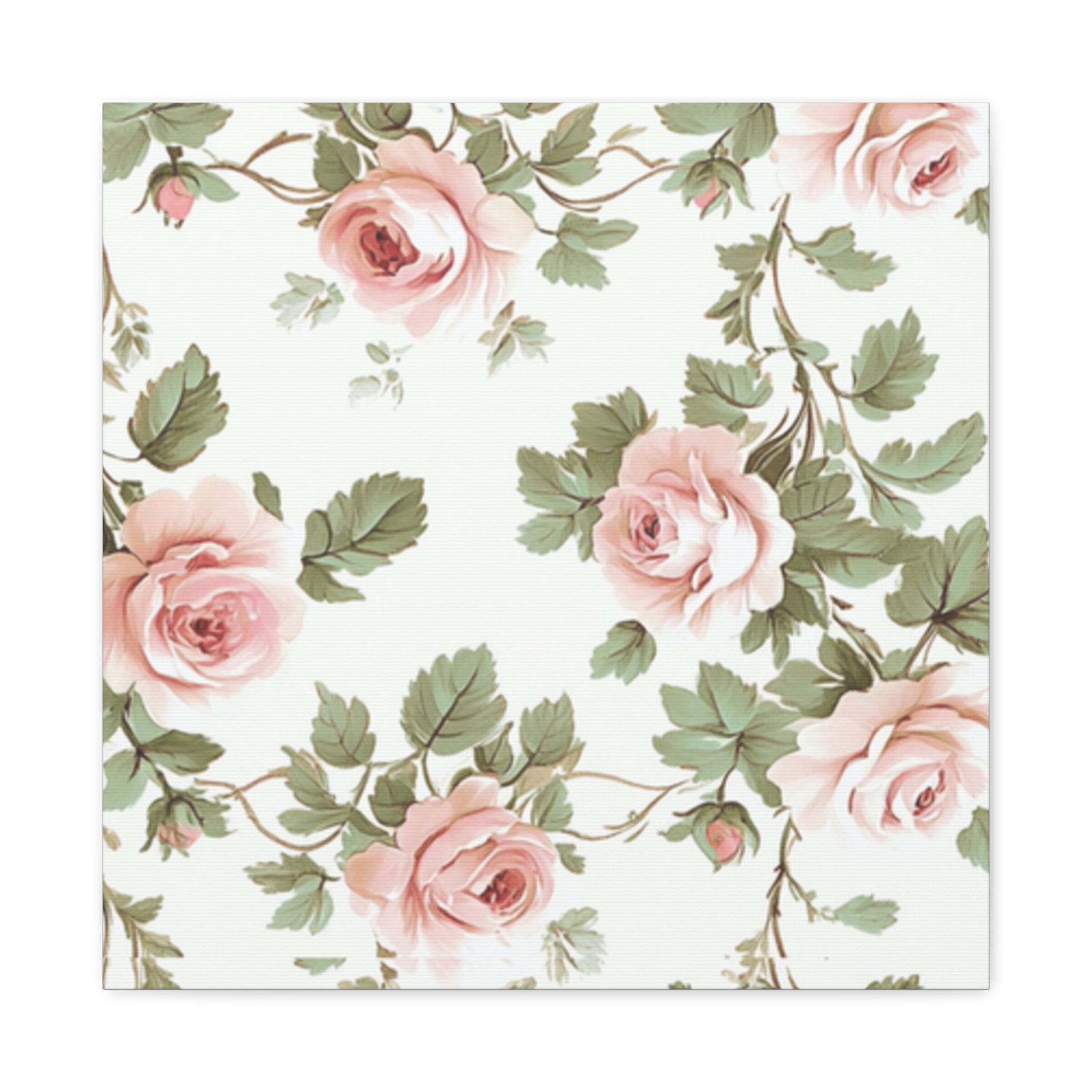 Vintage Pink Rose Matte Canvas Wall Art, Botanical Floral Print, Romantic Cottagecore Home Decor, Stretched 1.25" Canvas