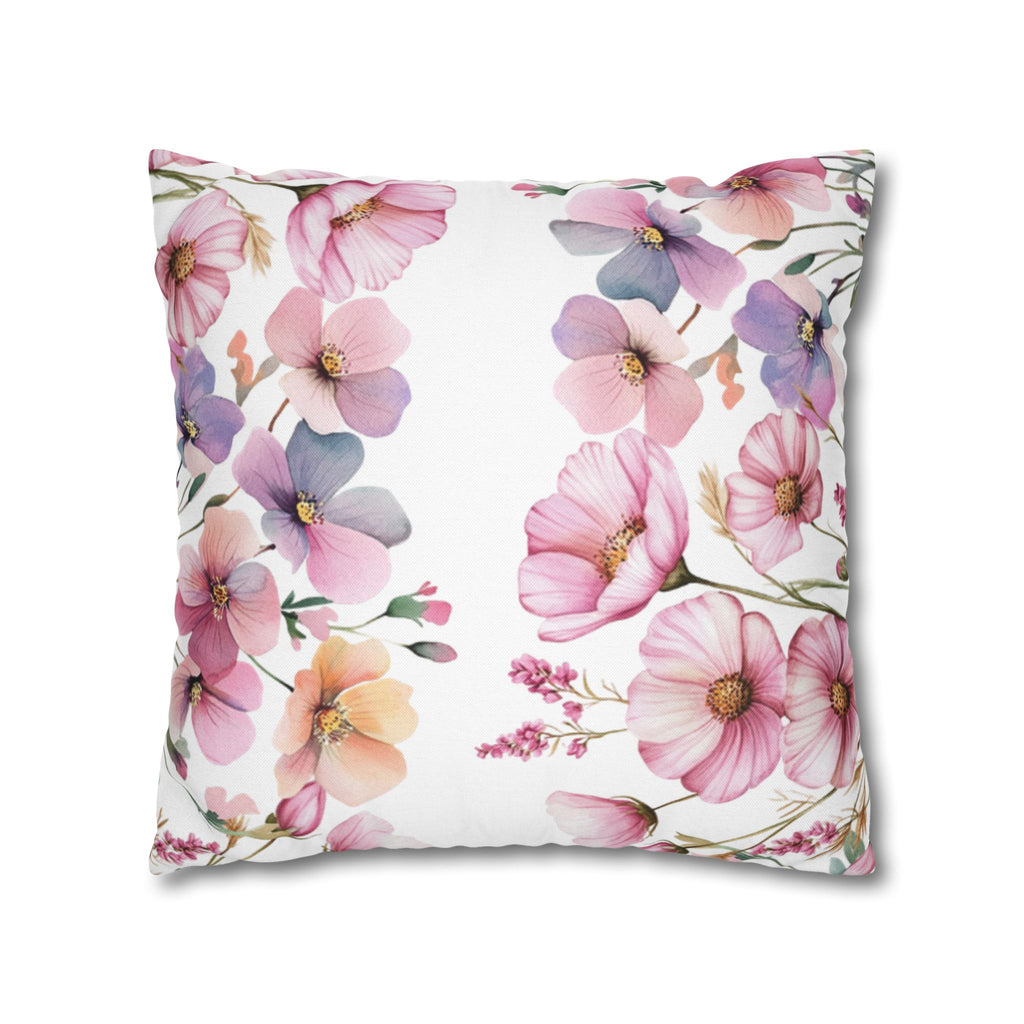Spring Floral Pillowcase 1piece, Pink & Purple Blossom Design, Polyester Cushion Cover, Elegant Spring Home Decor