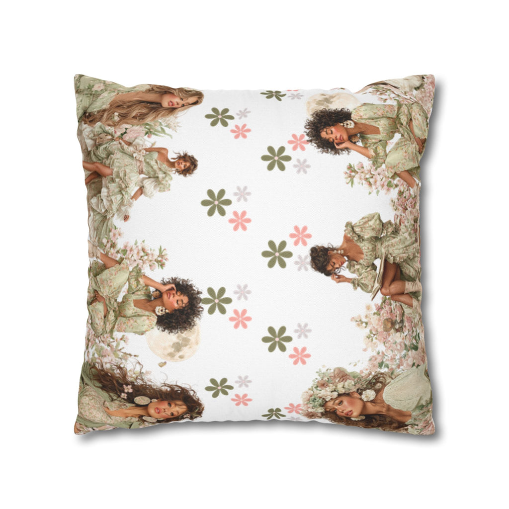 Afrocentric Floral Pillowcase 1piece, Artistic Women Illustration Cushion Covers, 4 Sizes, Modern Boho Throw Pillow Case, Art Decor
