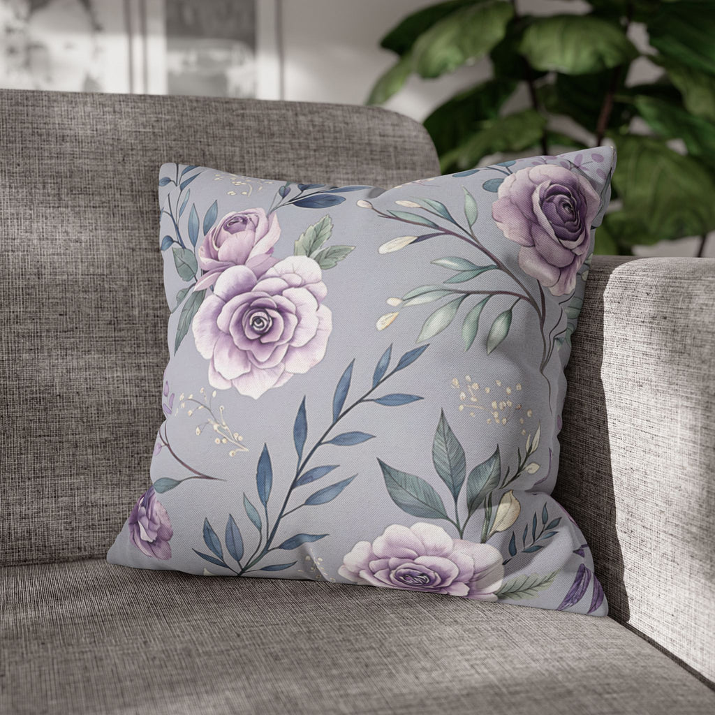 BLUESKYDEZIGN Purple Rose Floral Pillow Cover - Elegant Cottage Core Decor