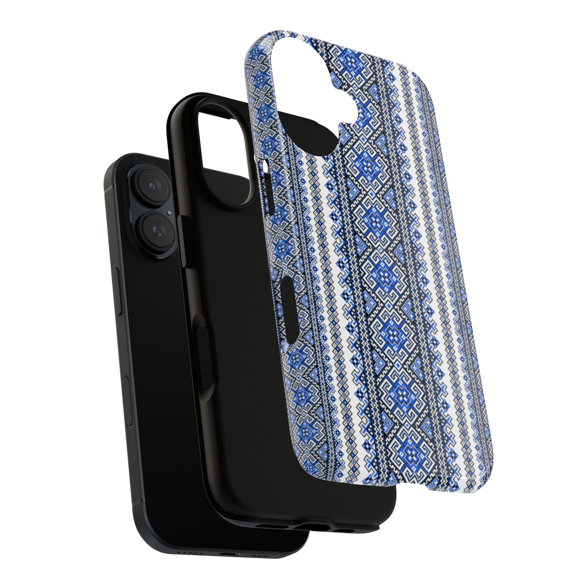 Stasia Blue iPhone Case | Ukrainian Folk Embroidery | Slavic Geometric Phone Cover