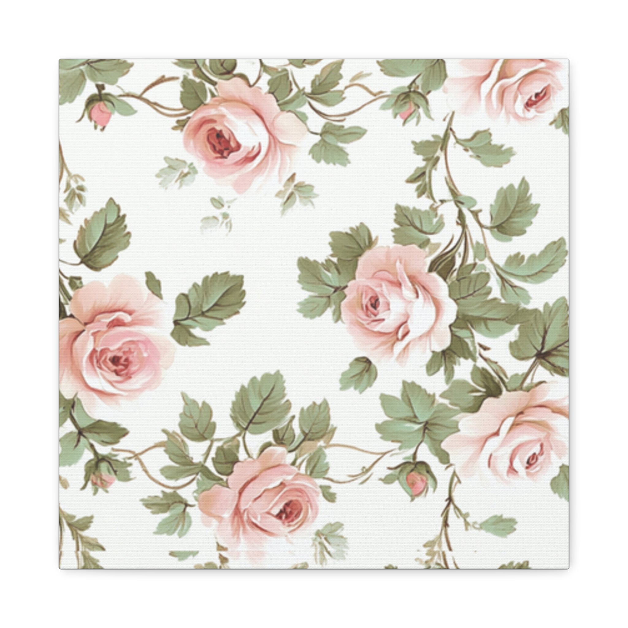 Vintage Pink Rose Matte Canvas Wall Art, Botanical Floral Print, Romantic Cottagecore Home Decor, Stretched 1.25" Canvas