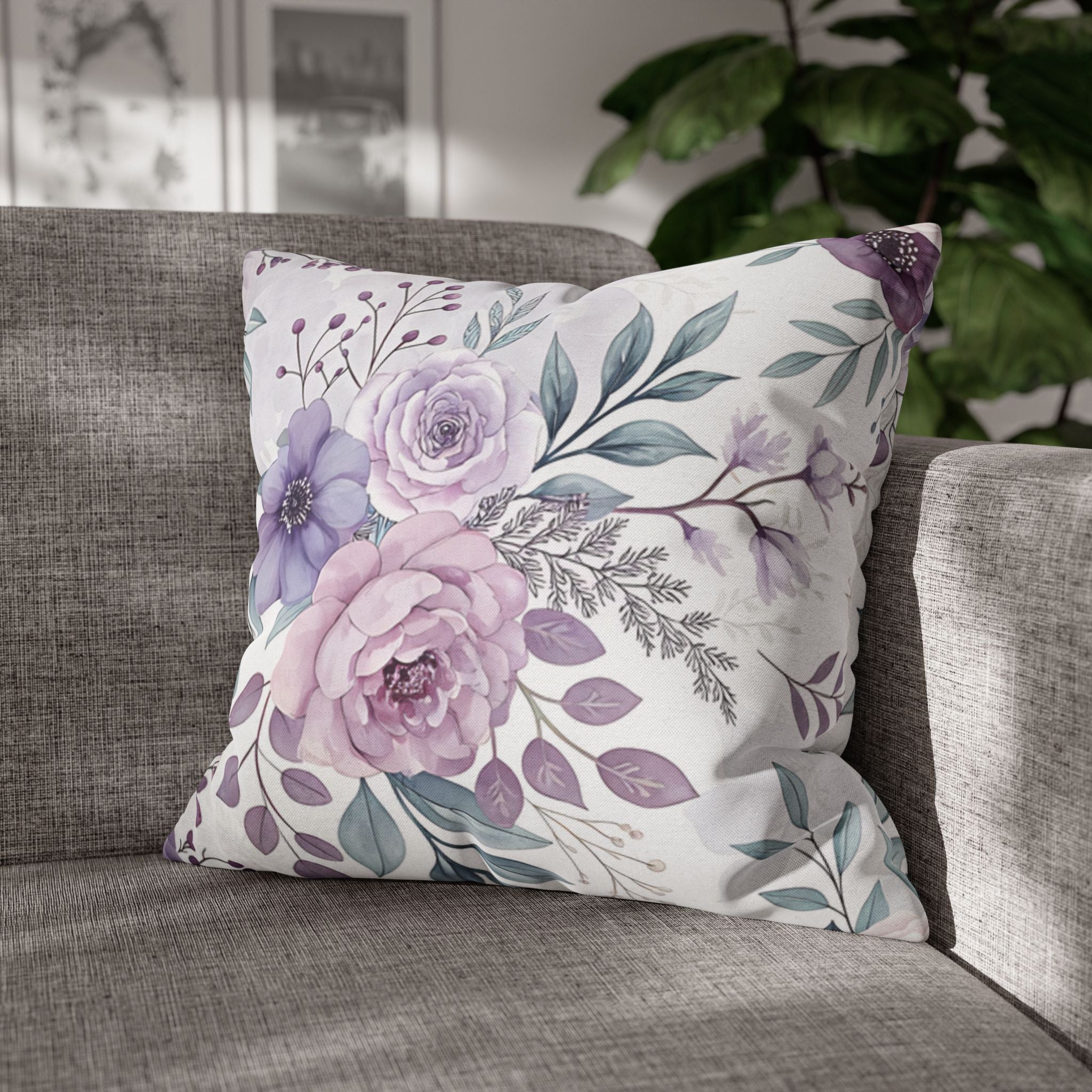 BLUESKYDEZIGN Spring Floral Pillow Cover - Watercolor Flower Cushion, Cottagecore Boho Home Decor