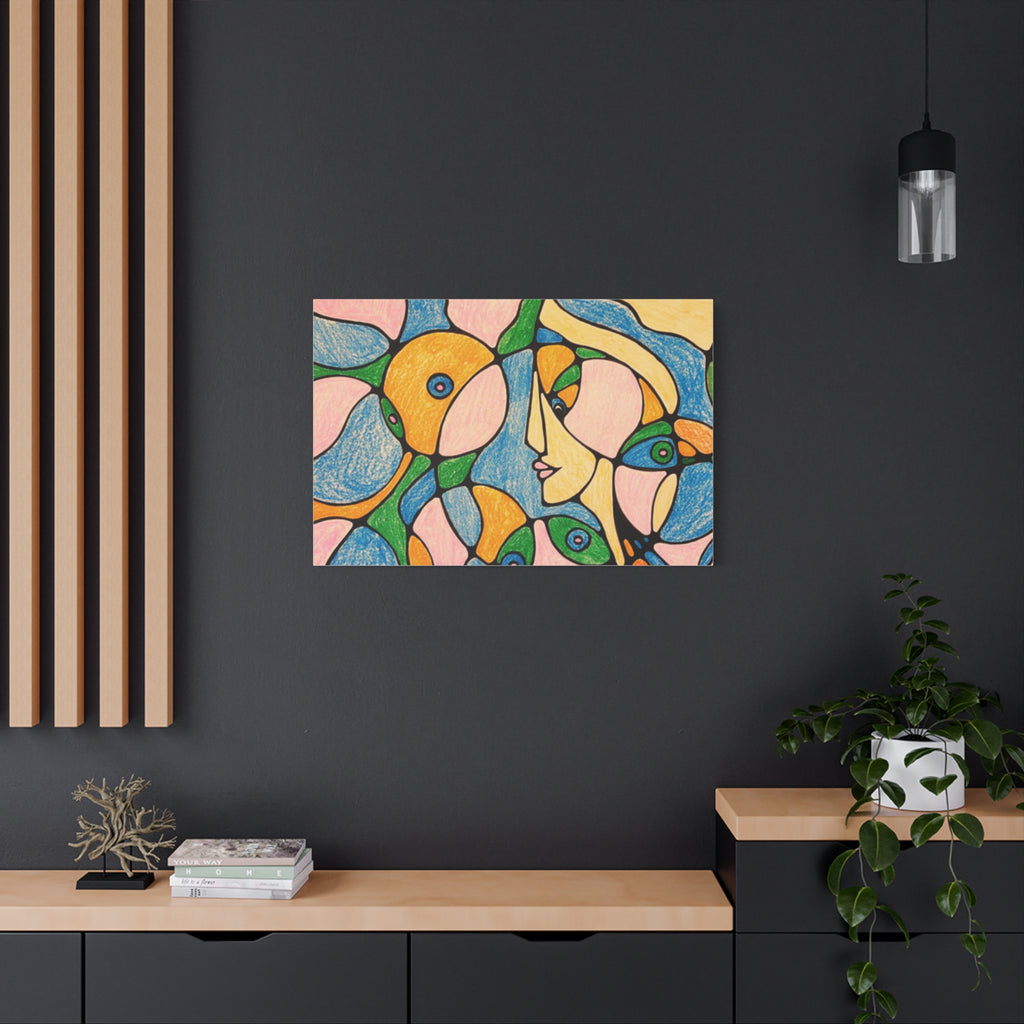 Abstract Colorful Faces Canvas Art, Vibrant Modern Wall Decor, Surreal Cubist Style Matte Print, Stretched 1.25" Ready to Hang