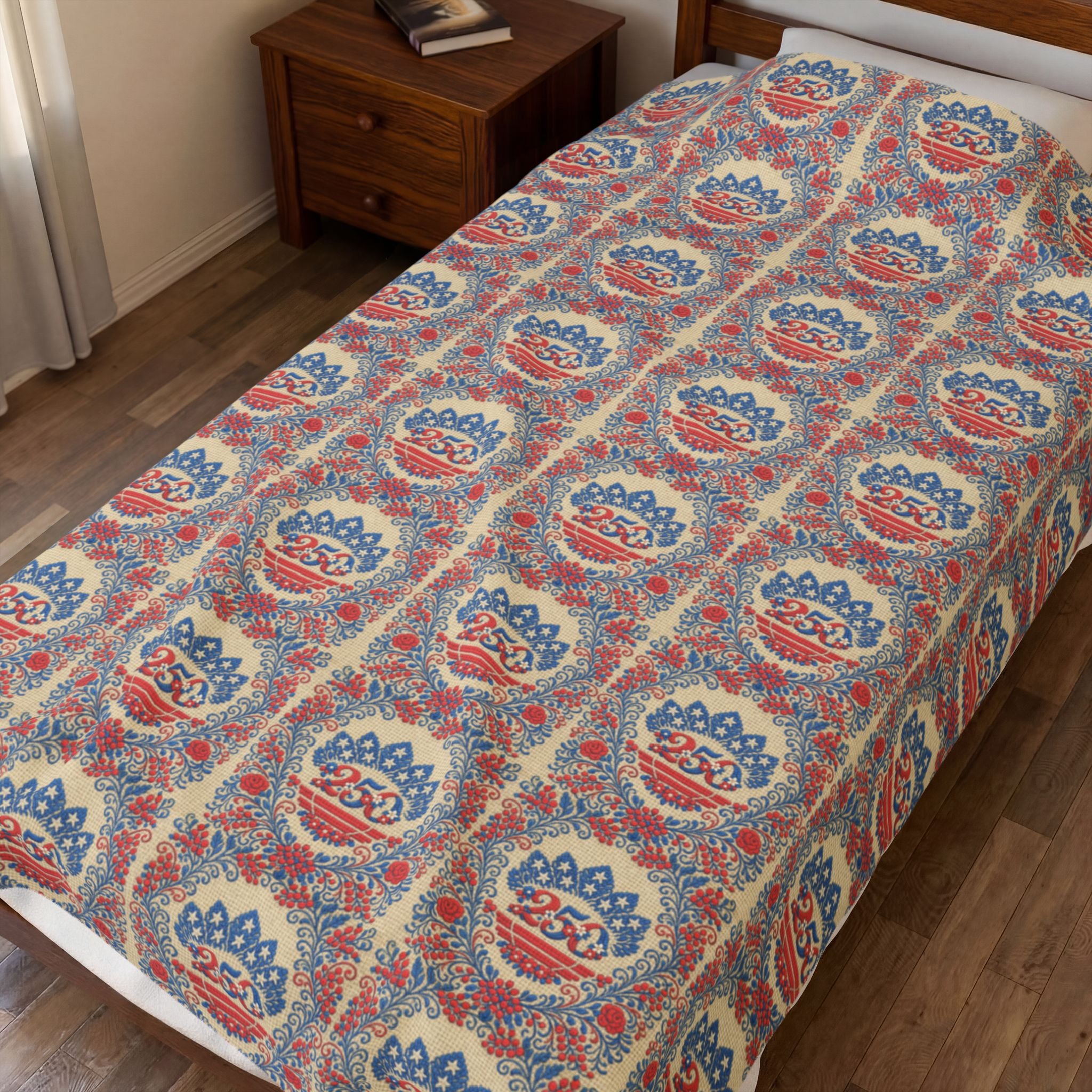 Freedom's Garden 250 – Patriotic Floral Plush Blanket | Vintage Americana Throw | 250th Anniversary