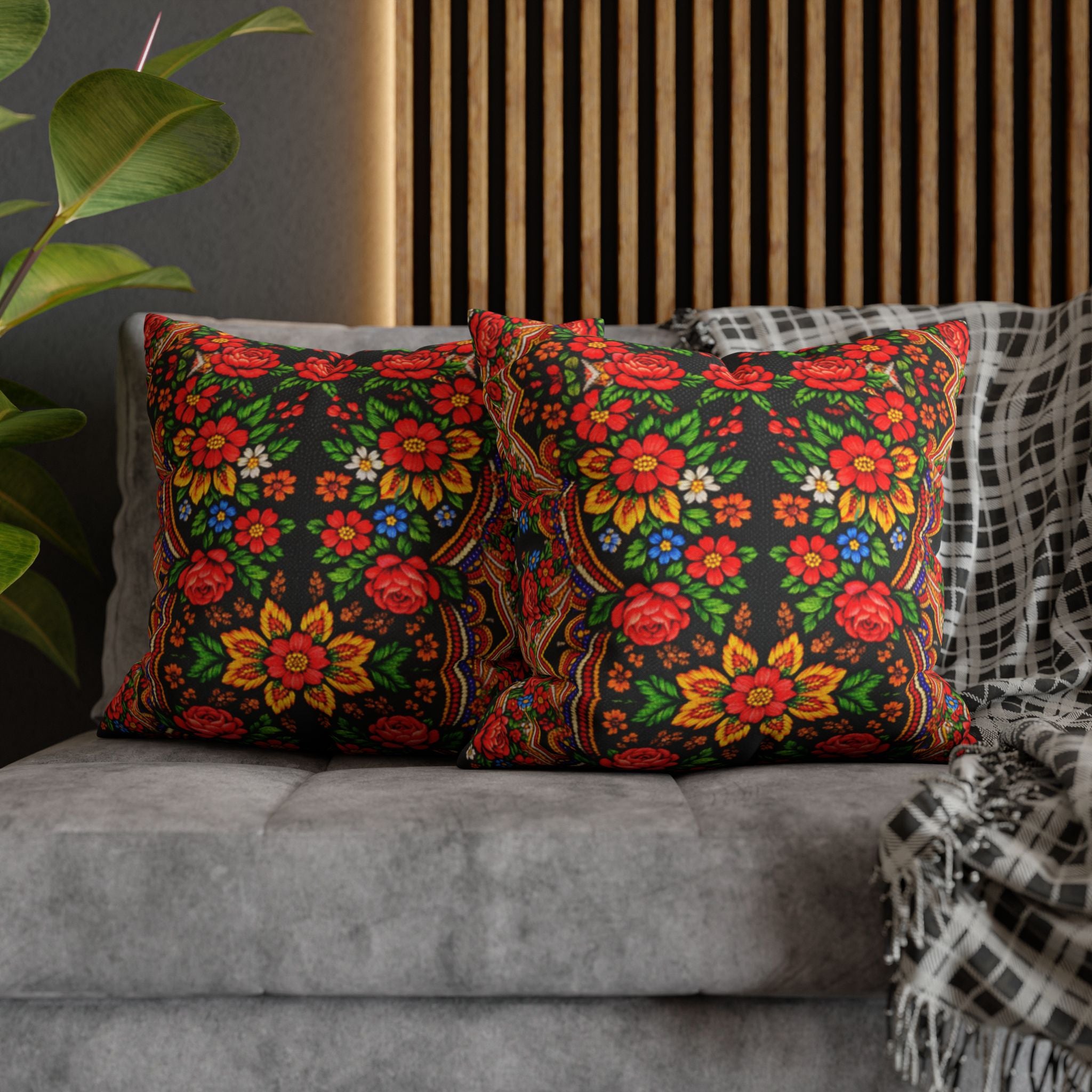 Mother's Bloom Pillowcase | Ukrainian Folk Art Floral Pillow Cover | Boho Slavic Decor