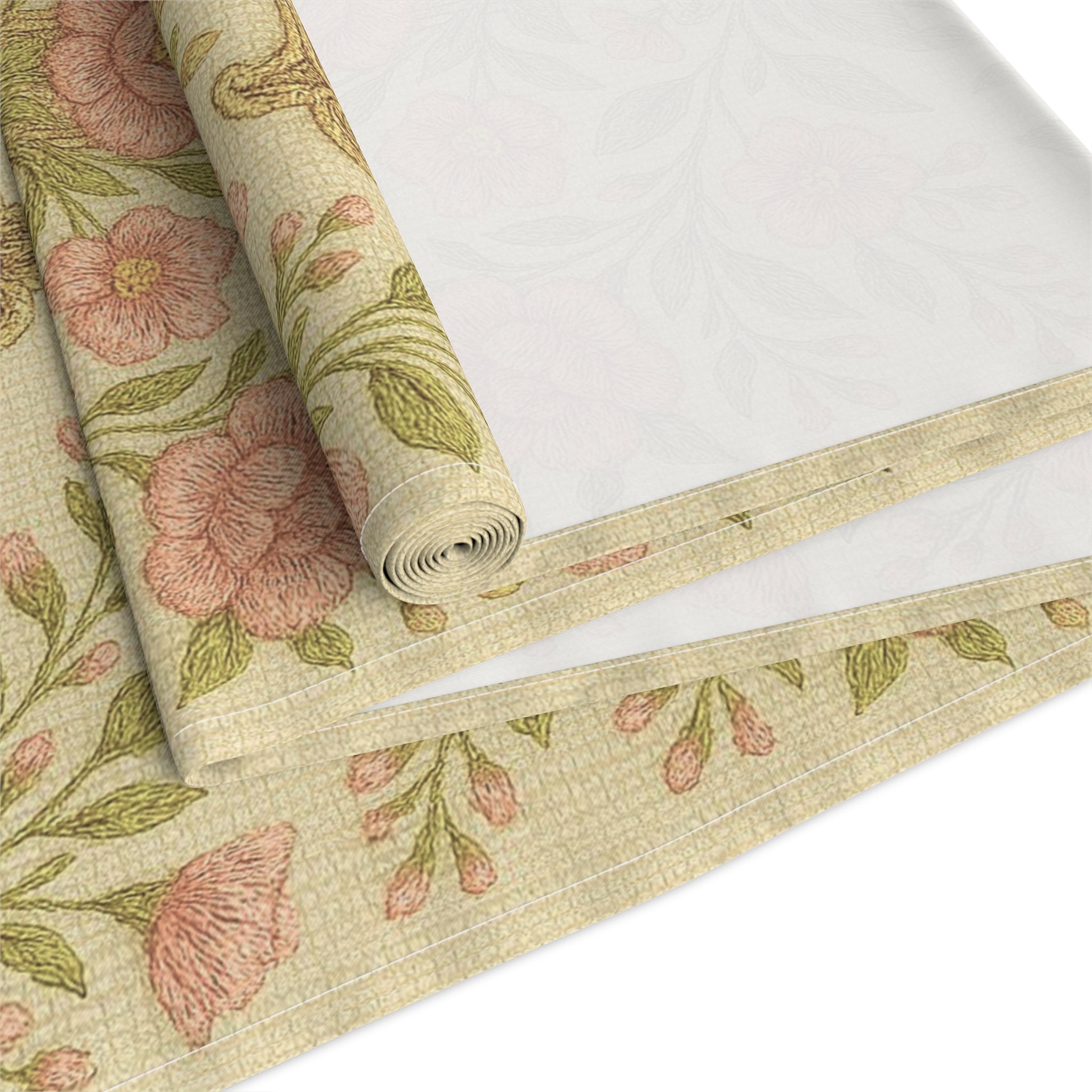 Blessed Home Floral Cross Table Runner | Vintage Rose Easter & Religious Decor | Cotton & Polyester | 2 Sizes